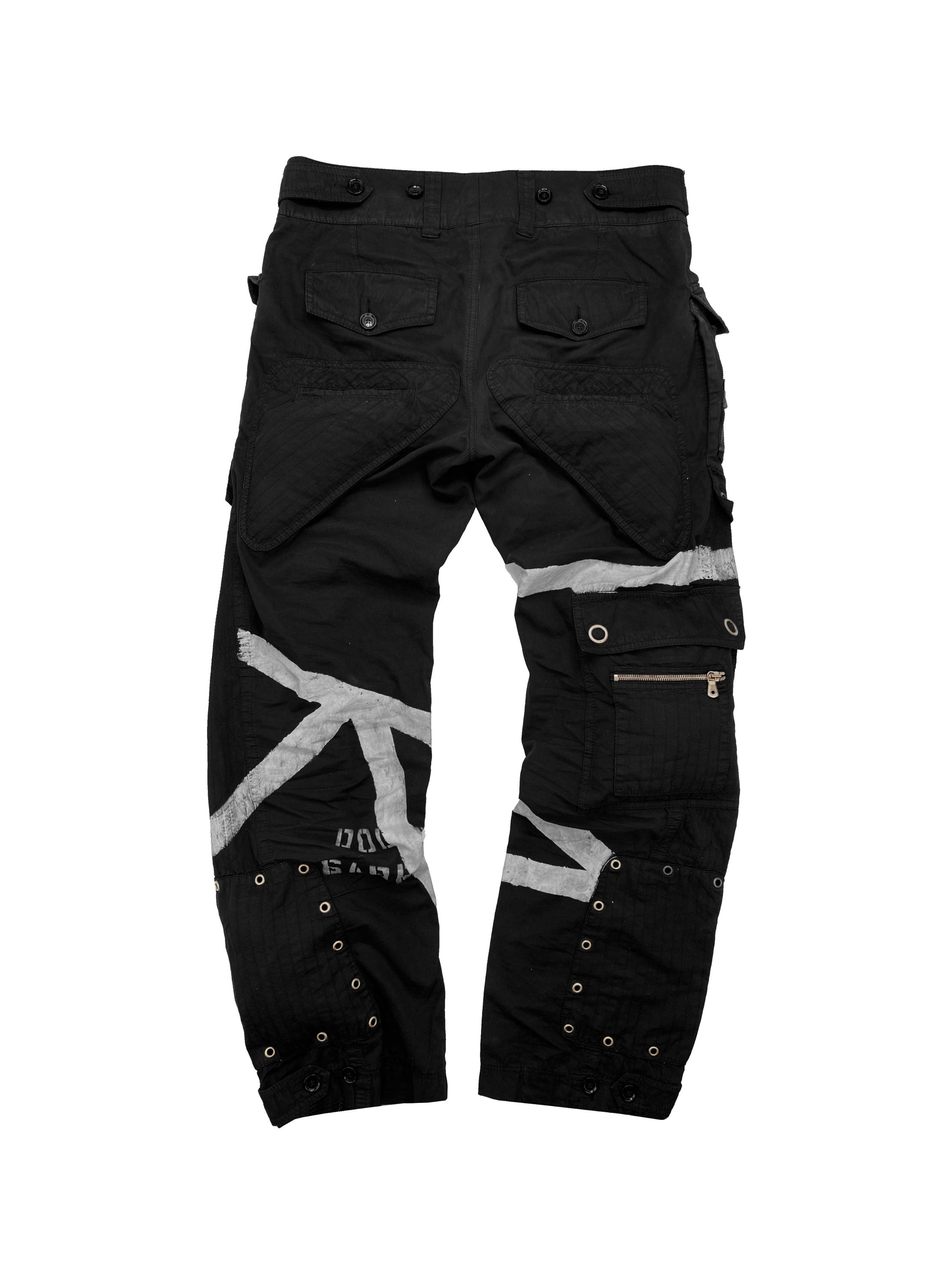 SS02 Dolce & Gabbana 3D Reinforced Black Painted Cargo Pants