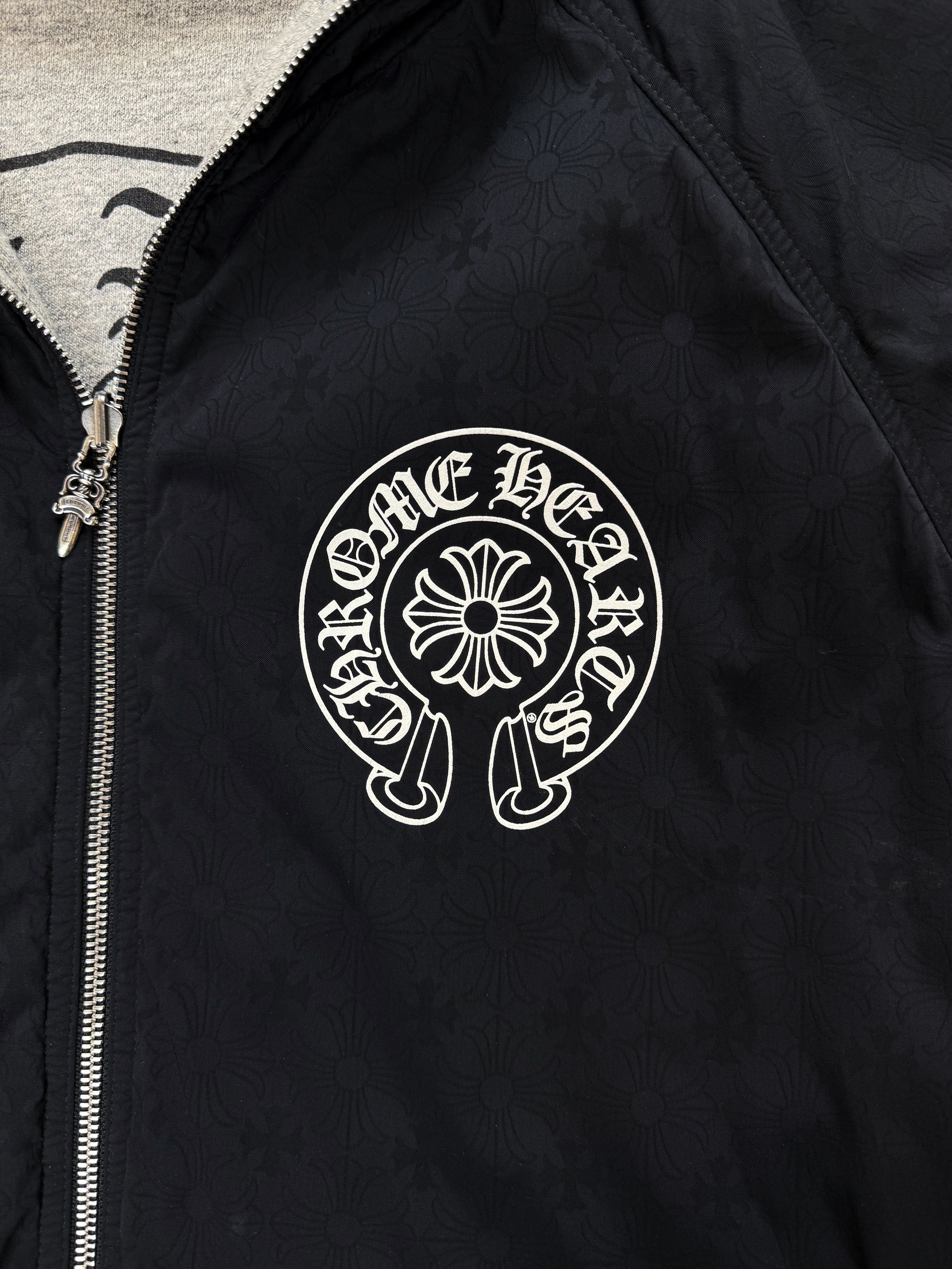 Chrome Hearts Reversible Monogram Blue/Grey Nylon Bomber Jacket