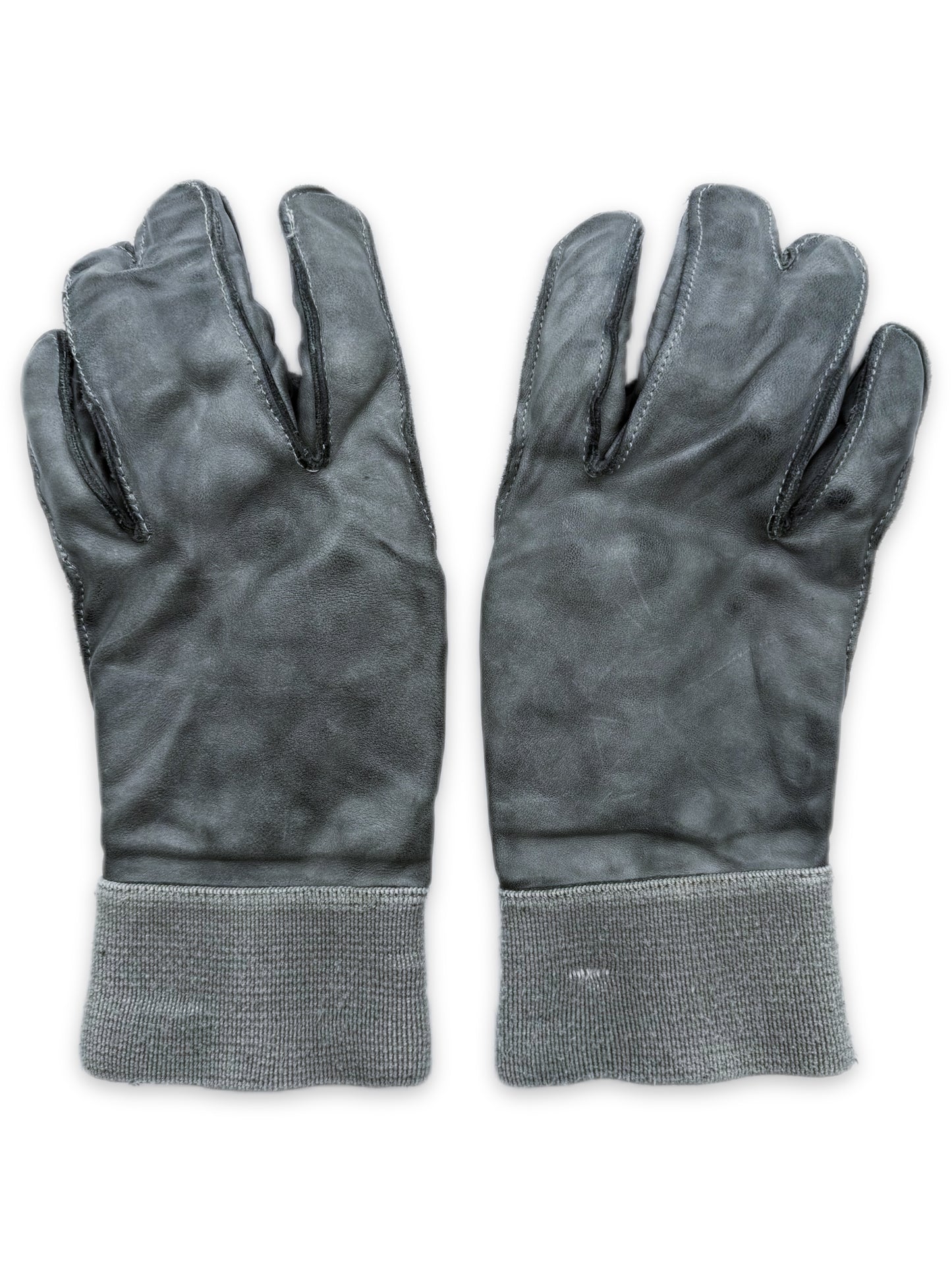 Carol Christian Poell Dual Finger Object Dyed Blue Leather Gloves