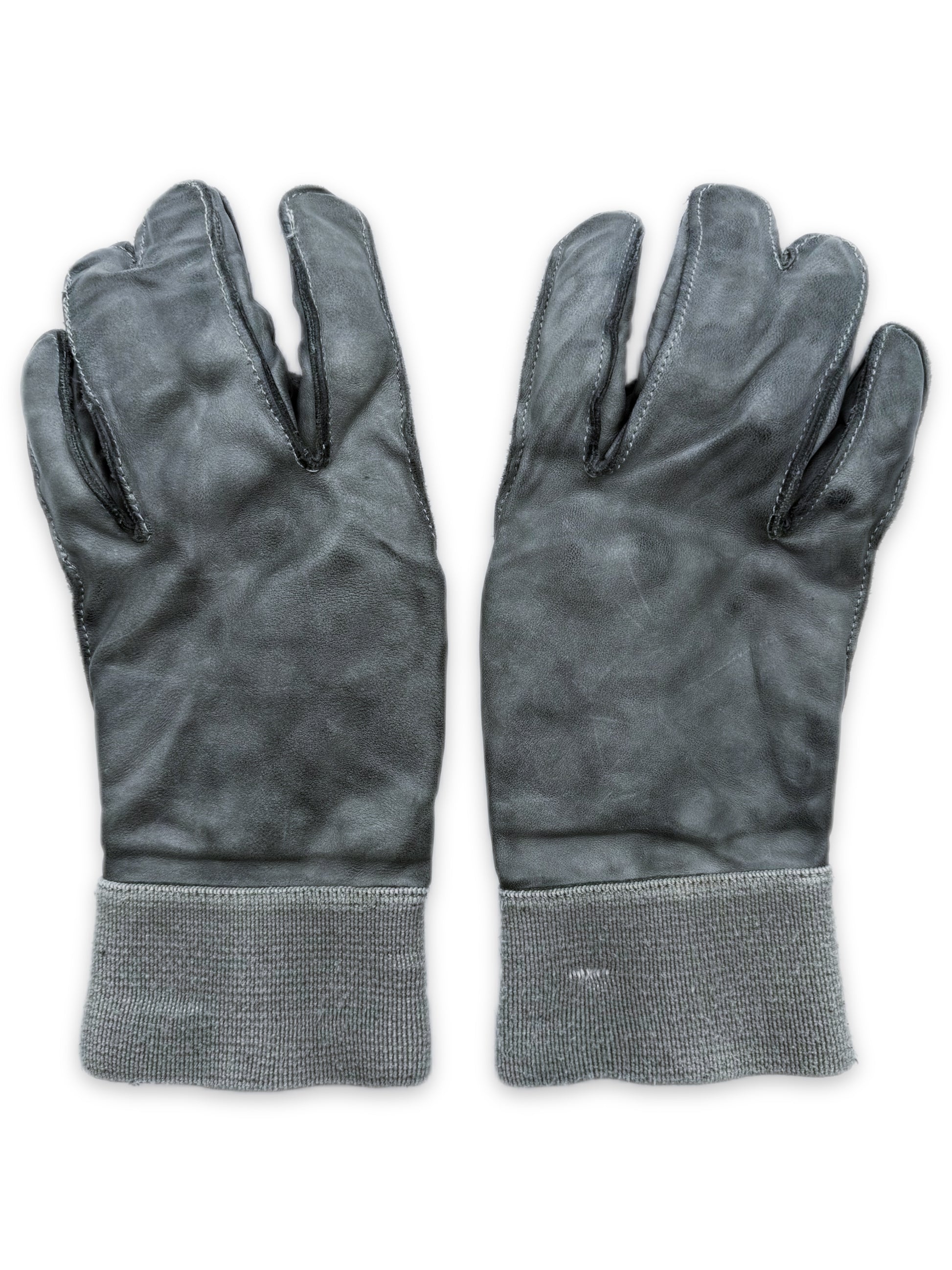 Carol Christian Poell Dual Finger Object Dyed Blue Leather Gloves