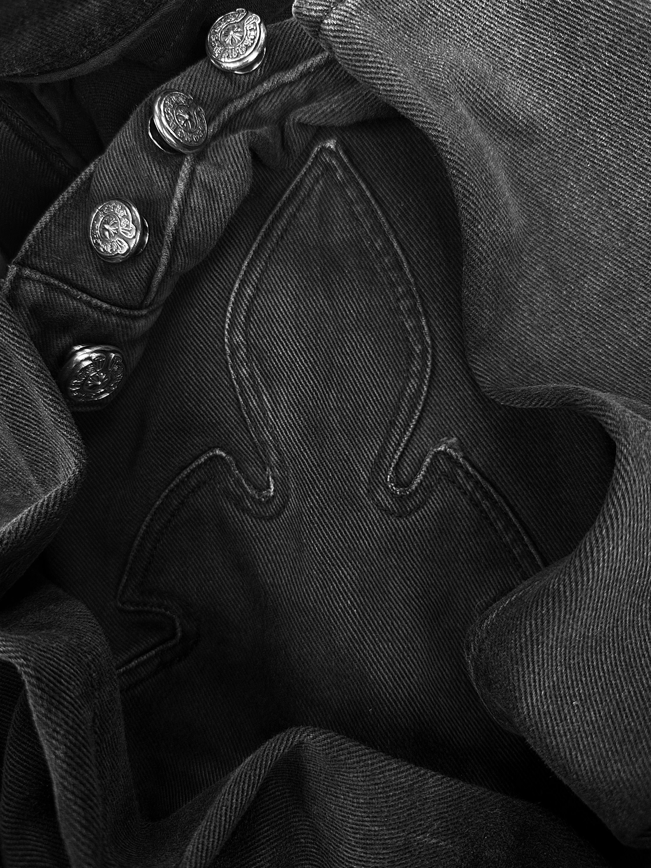 00s Chrome Hearts ‘Fleur Knee’ .925 Silver Washed Jeans