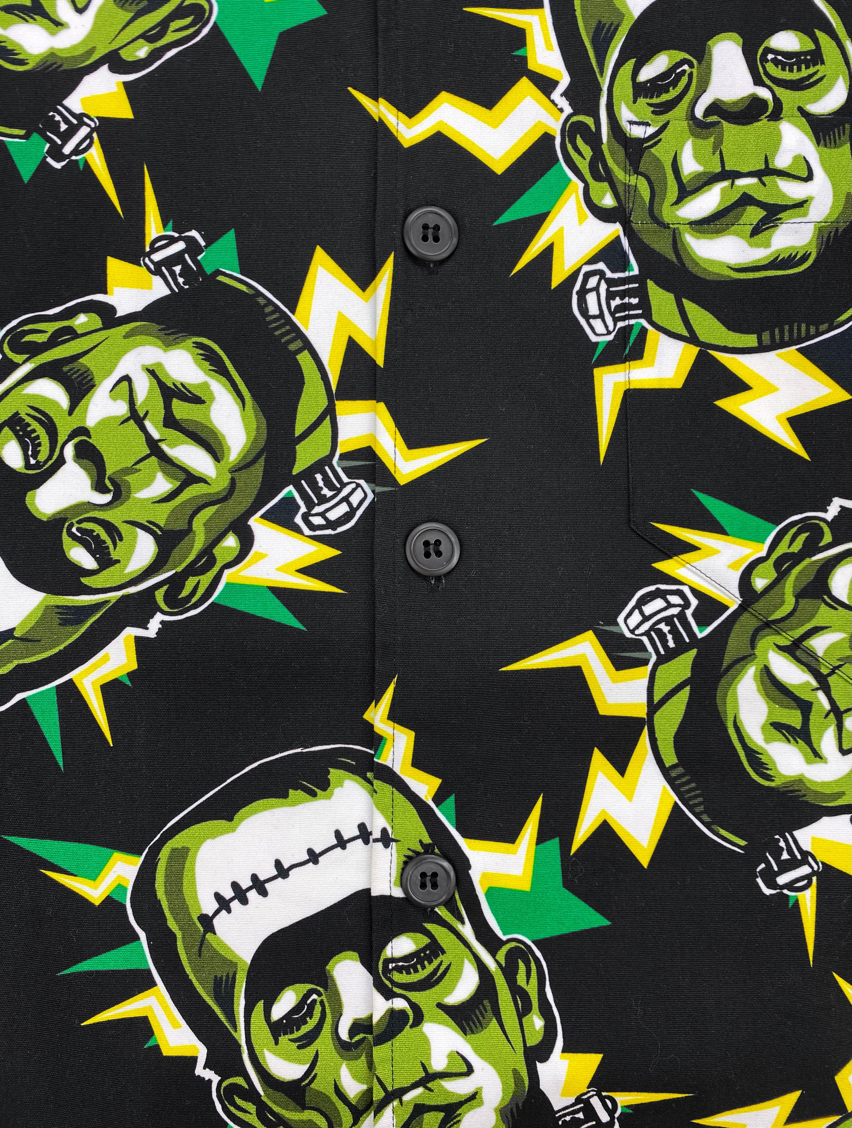 FW19 Prada “Frankenstein” Full Print Camp Collar Button Up