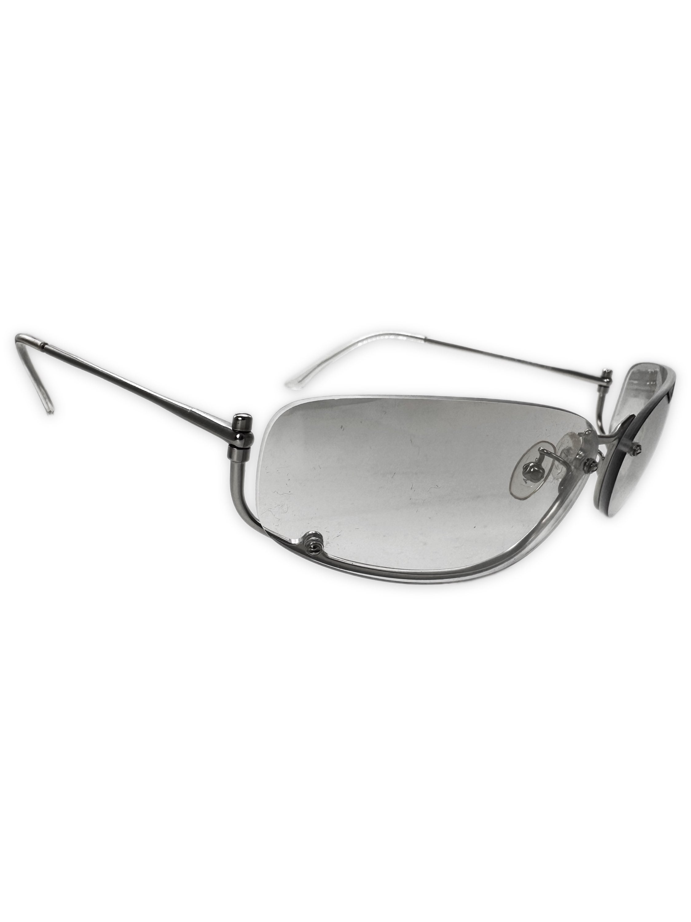 00s Prada Rimless Clear Tint Metallic Sunglasses