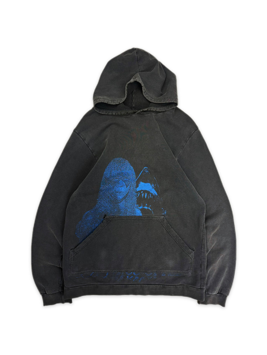 SS03 Raf Simons Consumed ‘Penelope Jaws’ Blue Sun Faded Black Hoodie