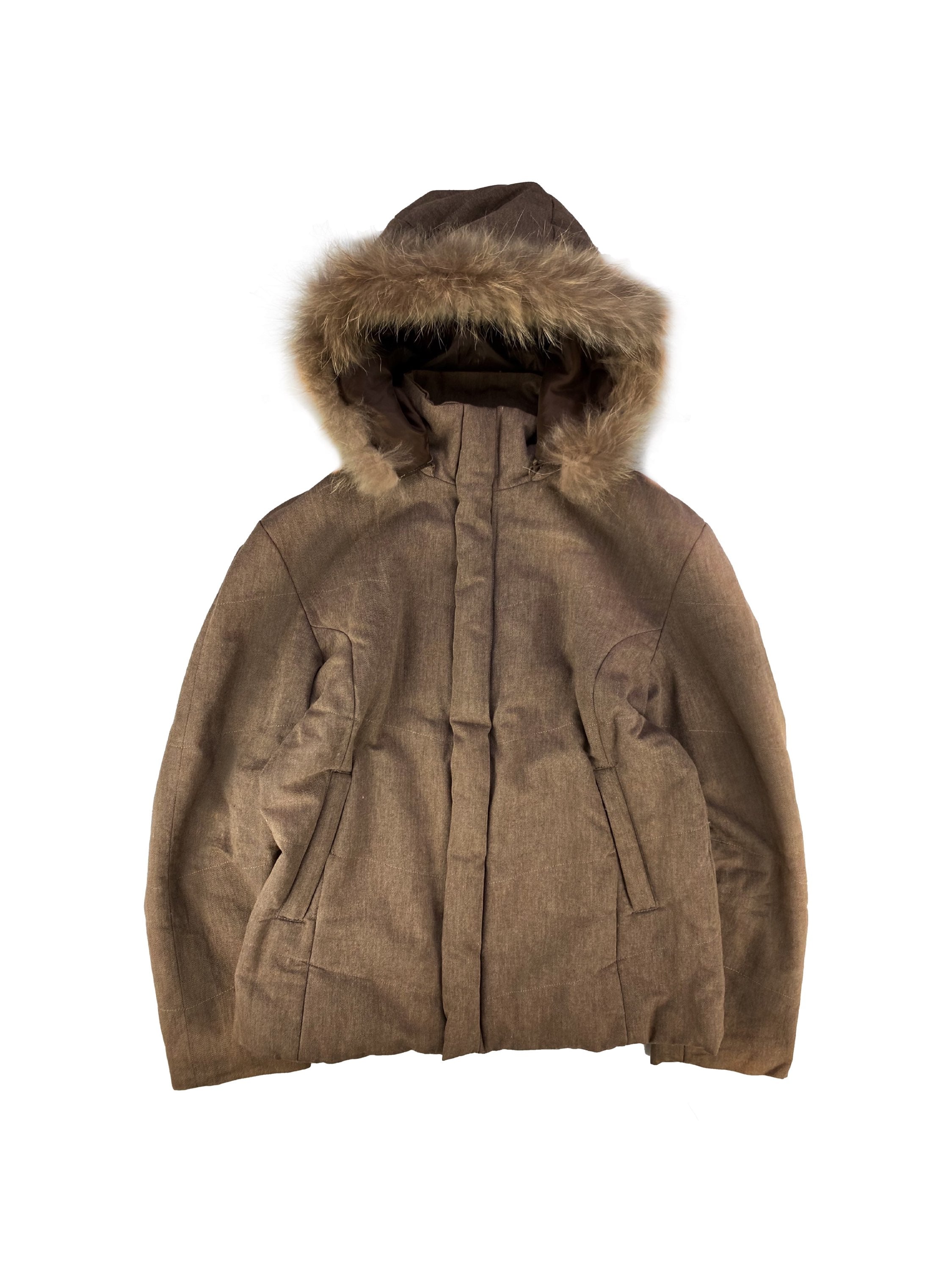Katharine Hamnett Tan Heavy Weight Fur Hooded Jacket