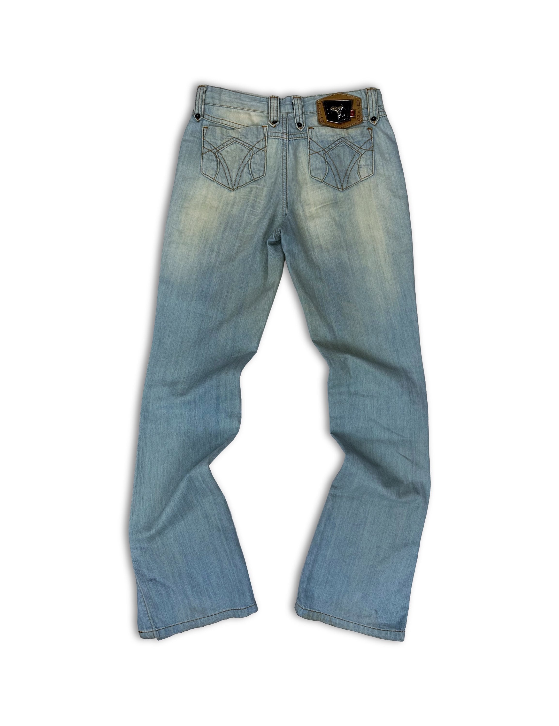 00s Dolce &amp; Gabbana Washed Low Rise Flared Bell Bottom Denim