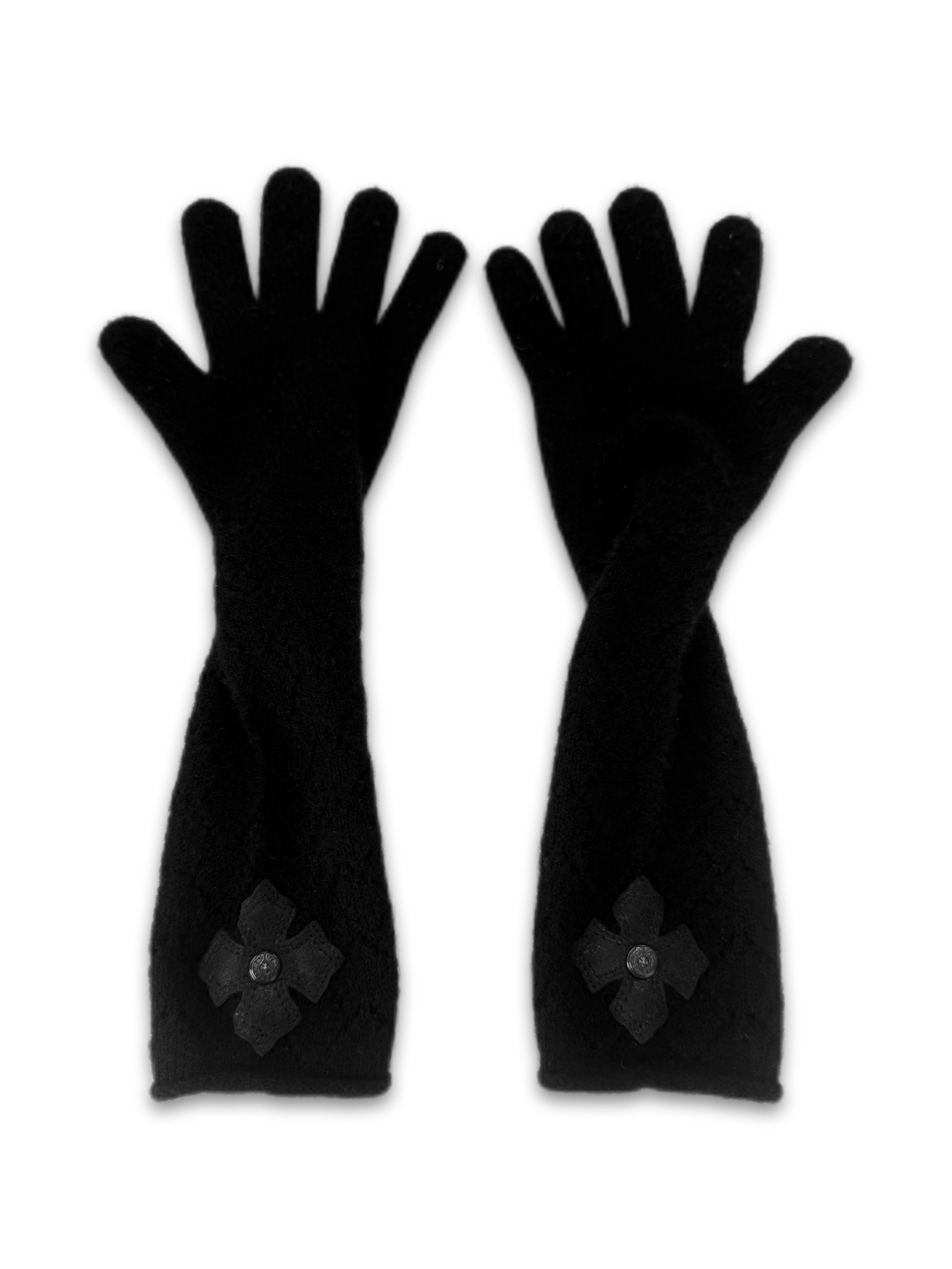 Chrome Hearts ‘Cross’ Patch .925 Silver Lace Long Gloves