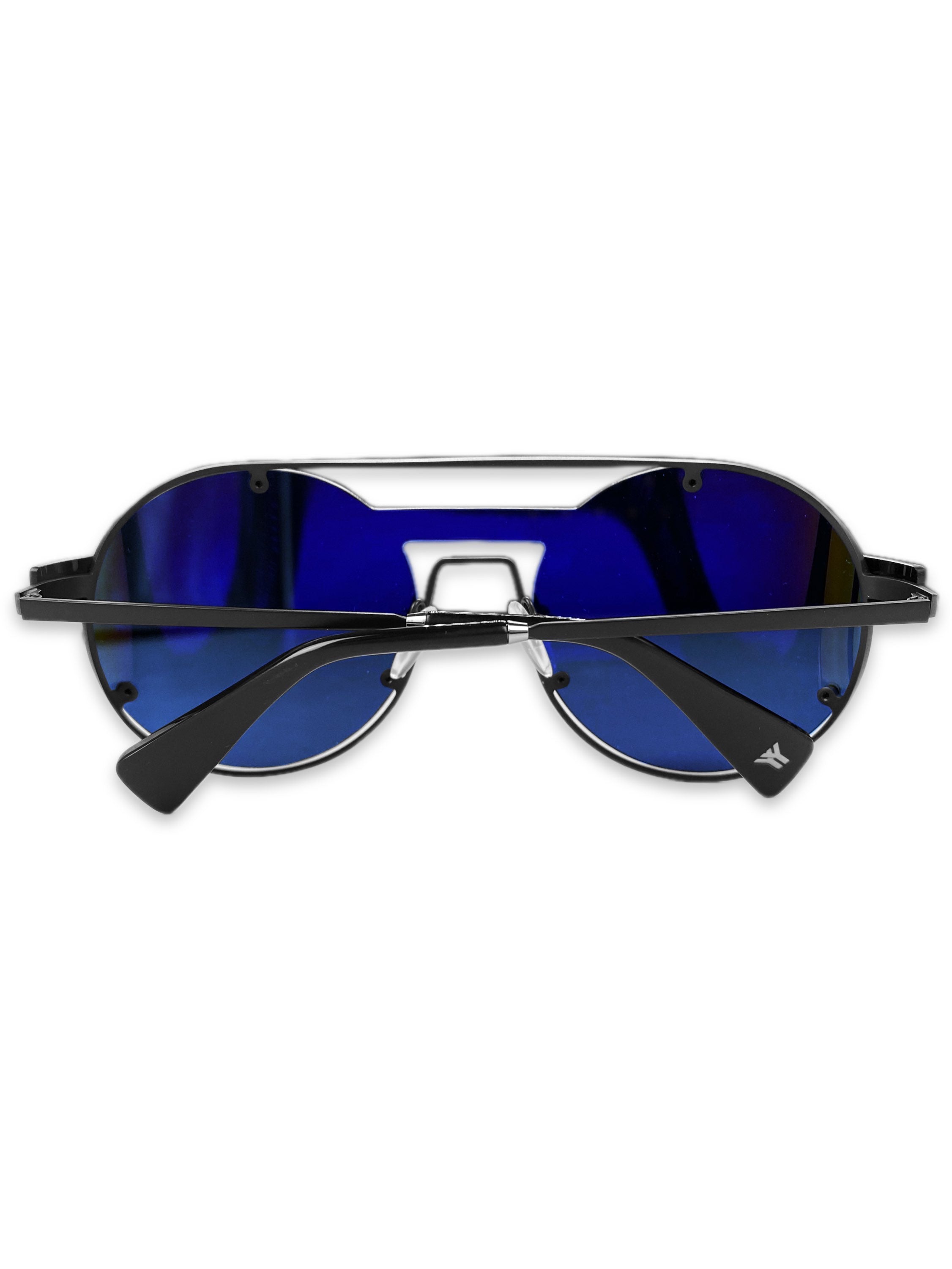 Yohji Yamamoto Blue Tint Rounded Cut Out Sunglasses