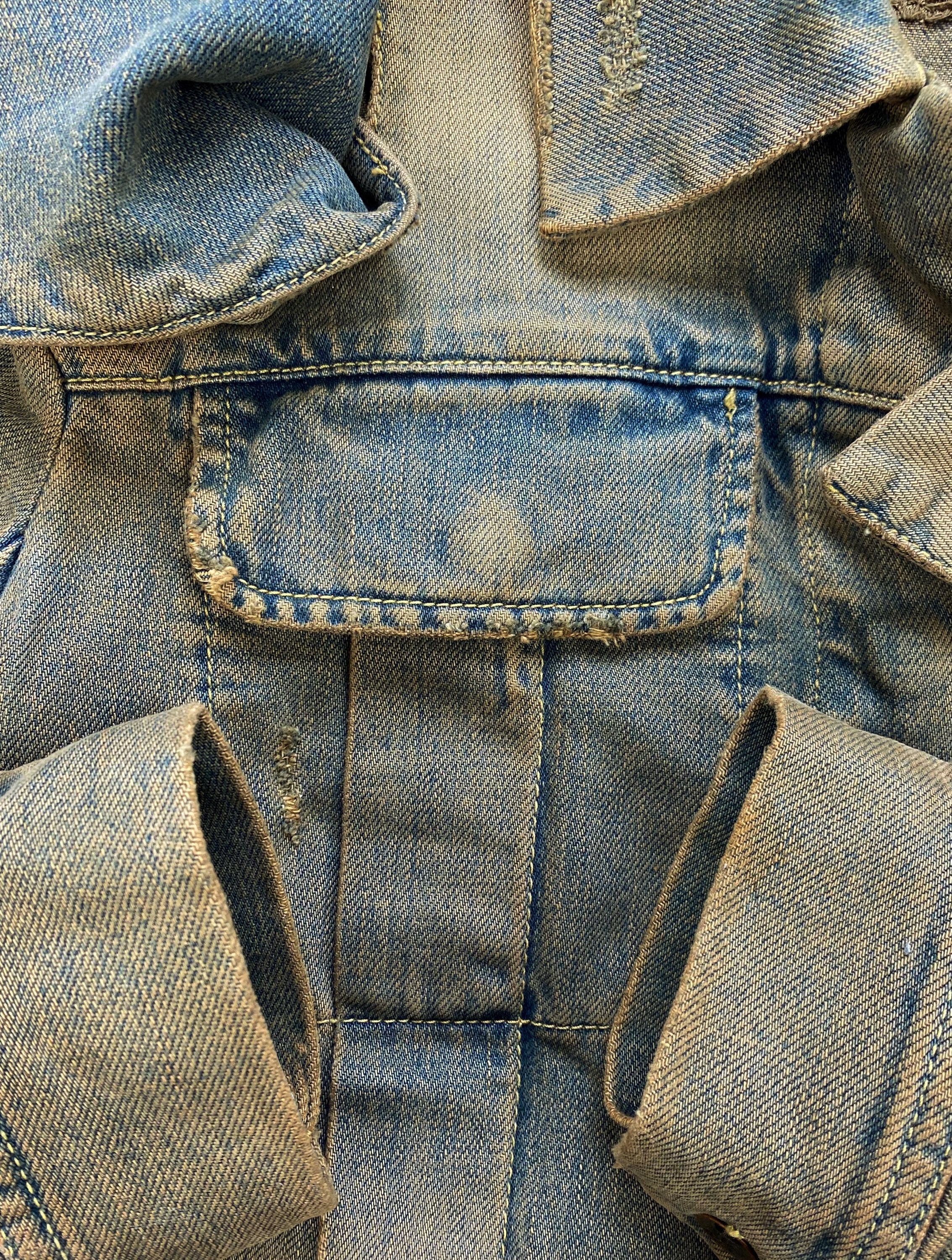 SS05 Rick Owens ‘Devil Horn’ Cut Out Washed Denim Jacket