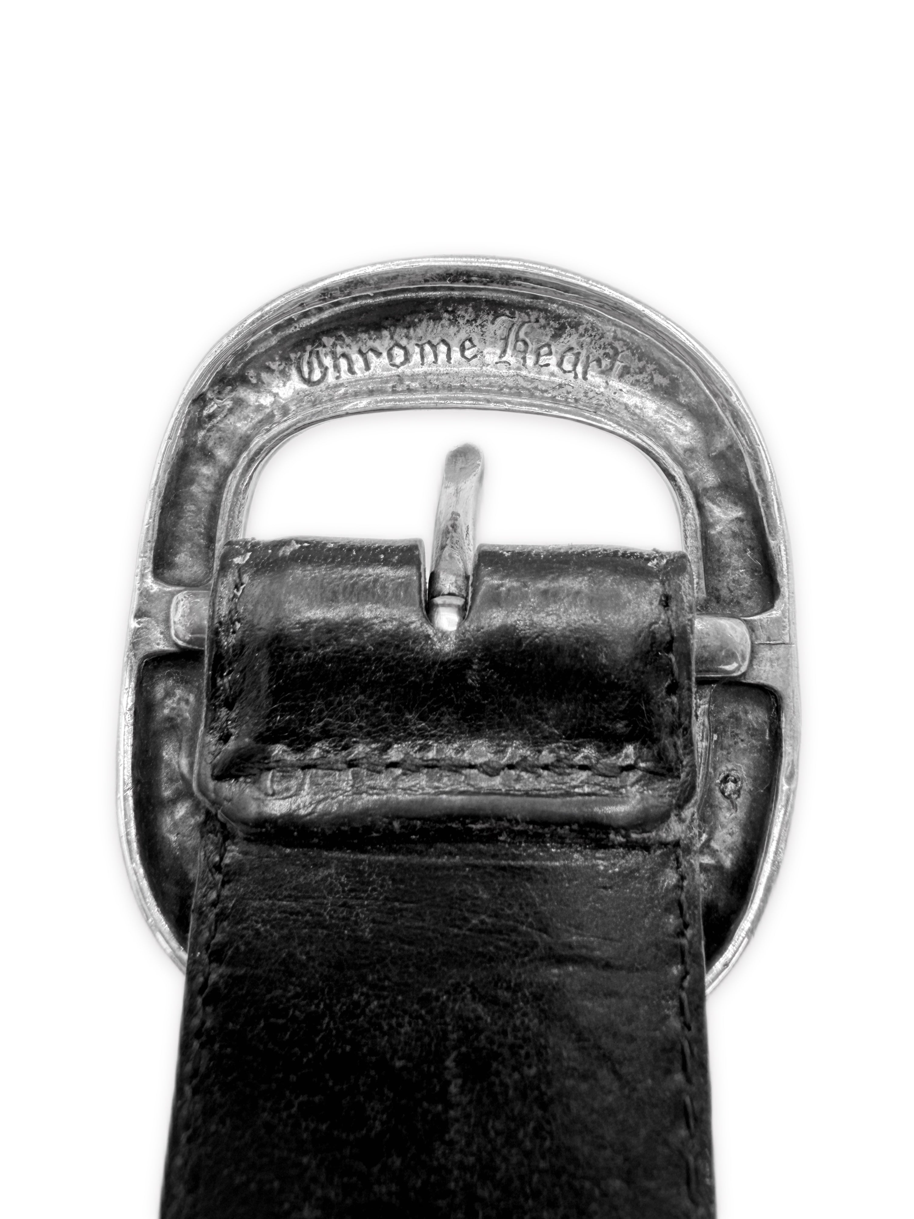 Chrome Hearts 1.5 inch Gunslinger .925 Silver Black Leather Belt