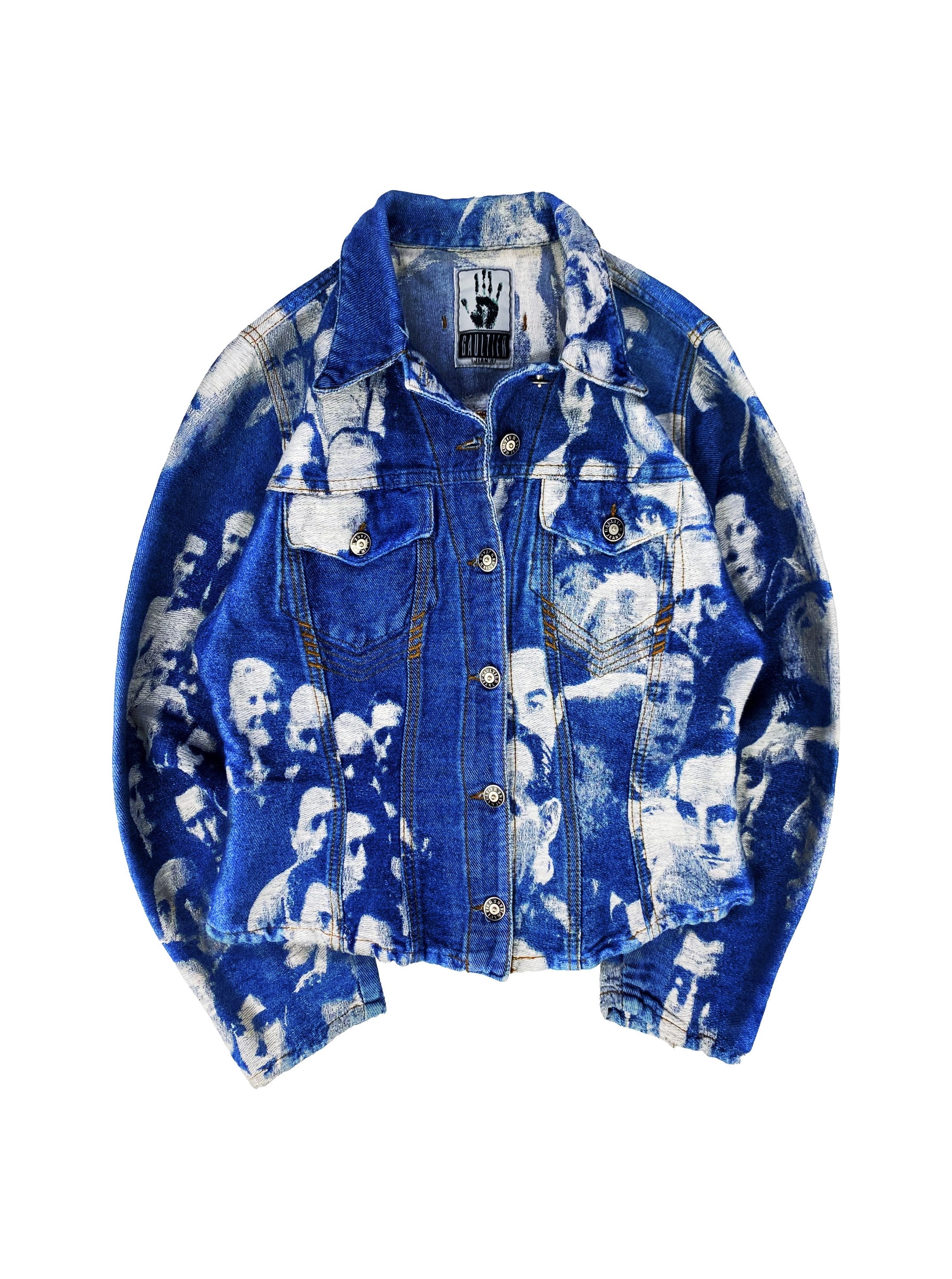 SS93 Jean Paul Gaultier “Faces” Graphic Blue Denim Jacket