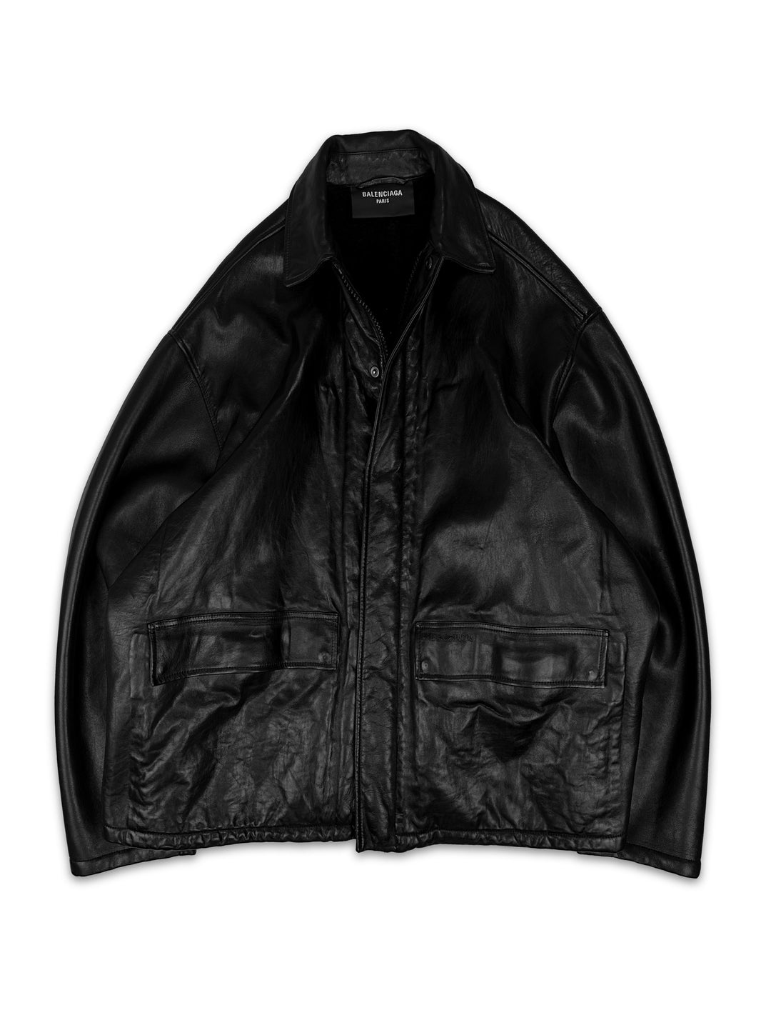 SS23 Balenciaga Leather Oversized Shearling Lined Jacket