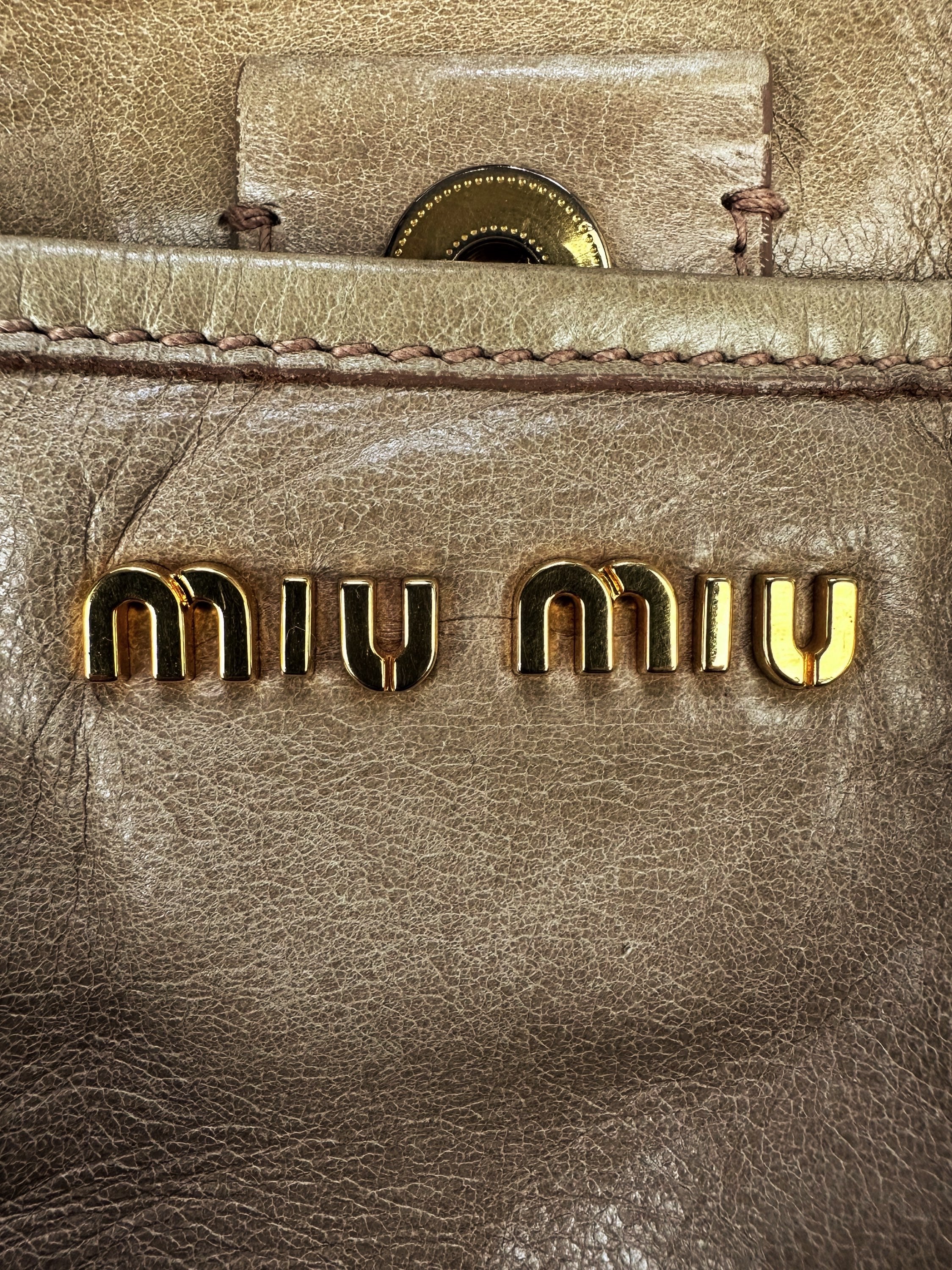 Miu Miu Brown Leather Removable Strap Hang Bag