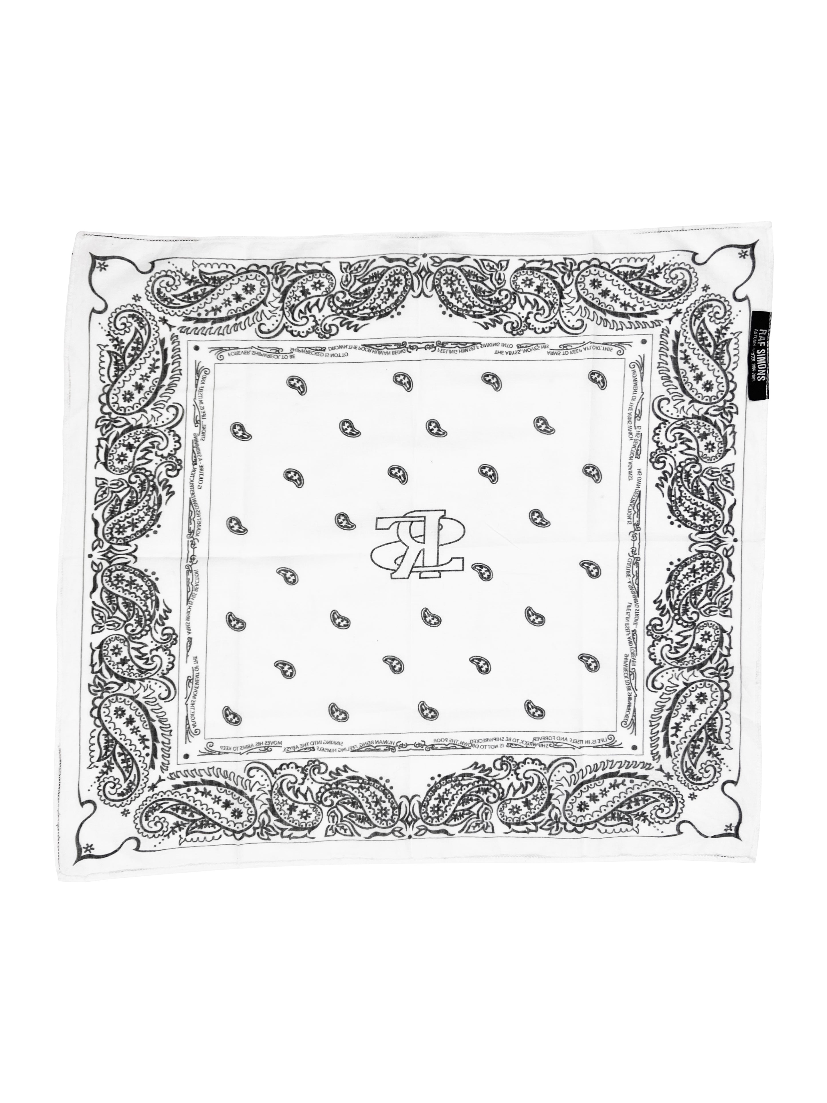 AW04 Raf Simons “Waves” Paisley Print Poem Bandana