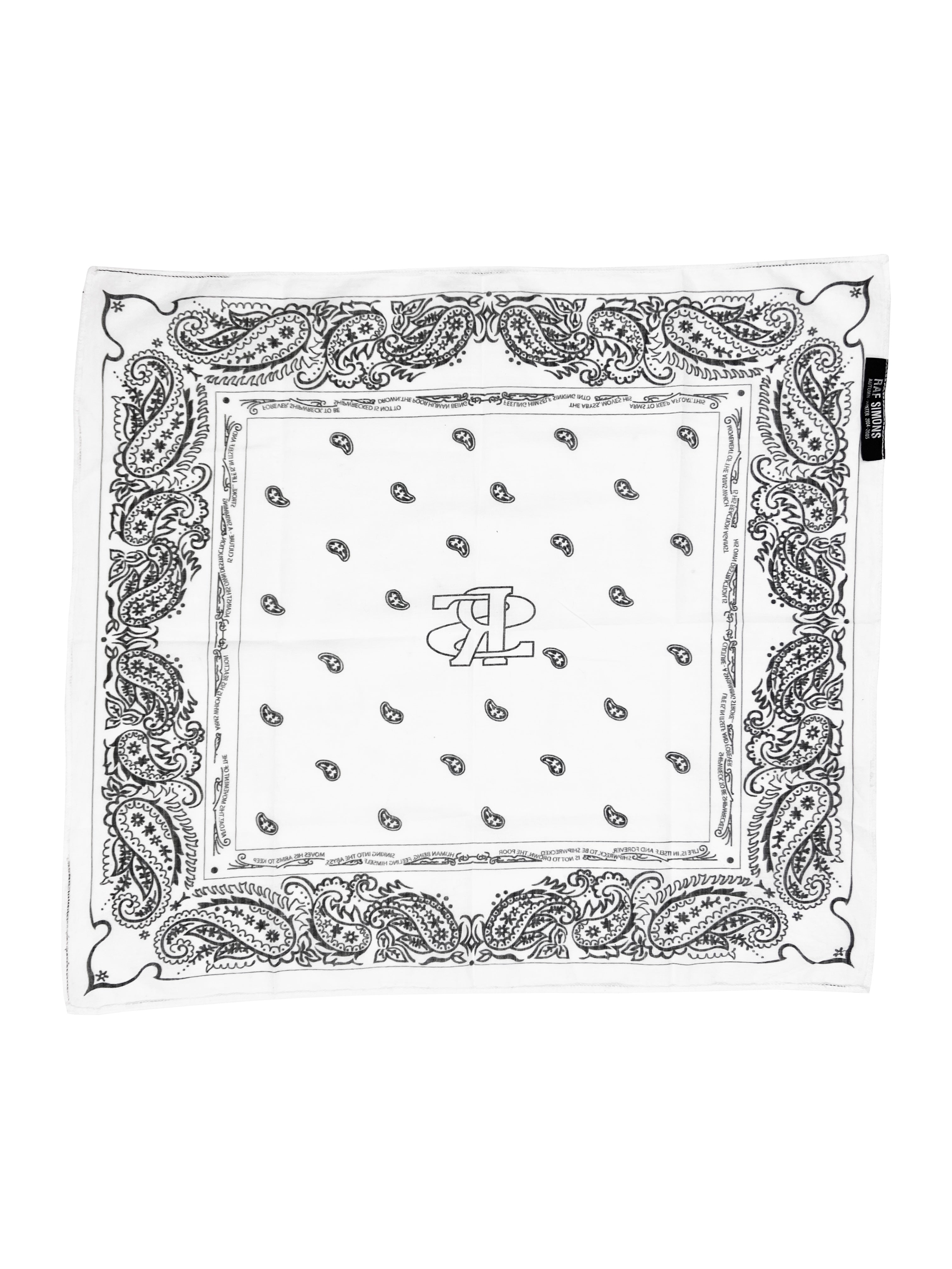 AW04 Raf Simons “Waves” Paisley Print Poem Bandana