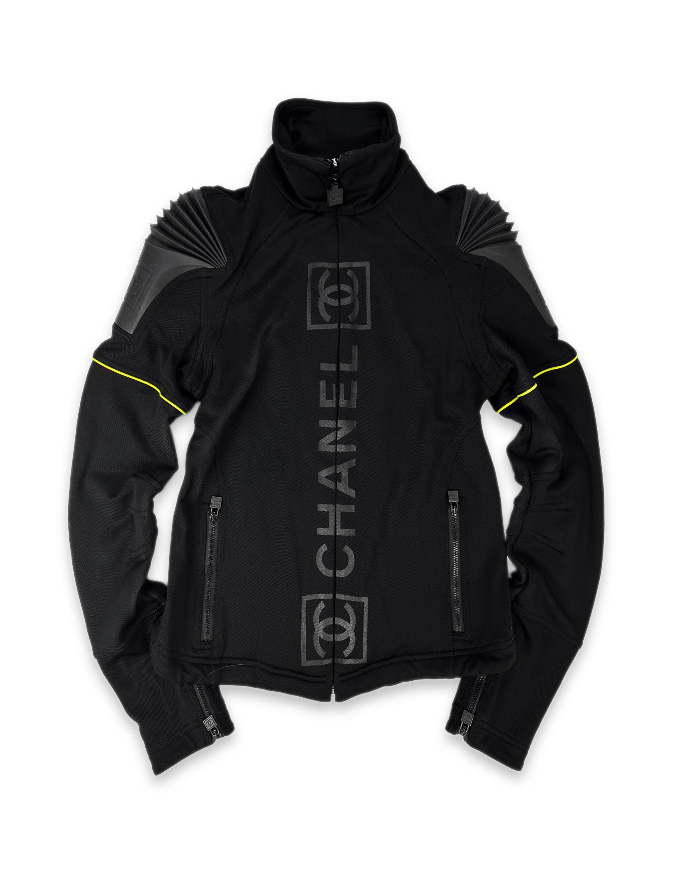 2004 Chanel Sport ‘Ski’ Black Logo Neon Full-zip Jacket