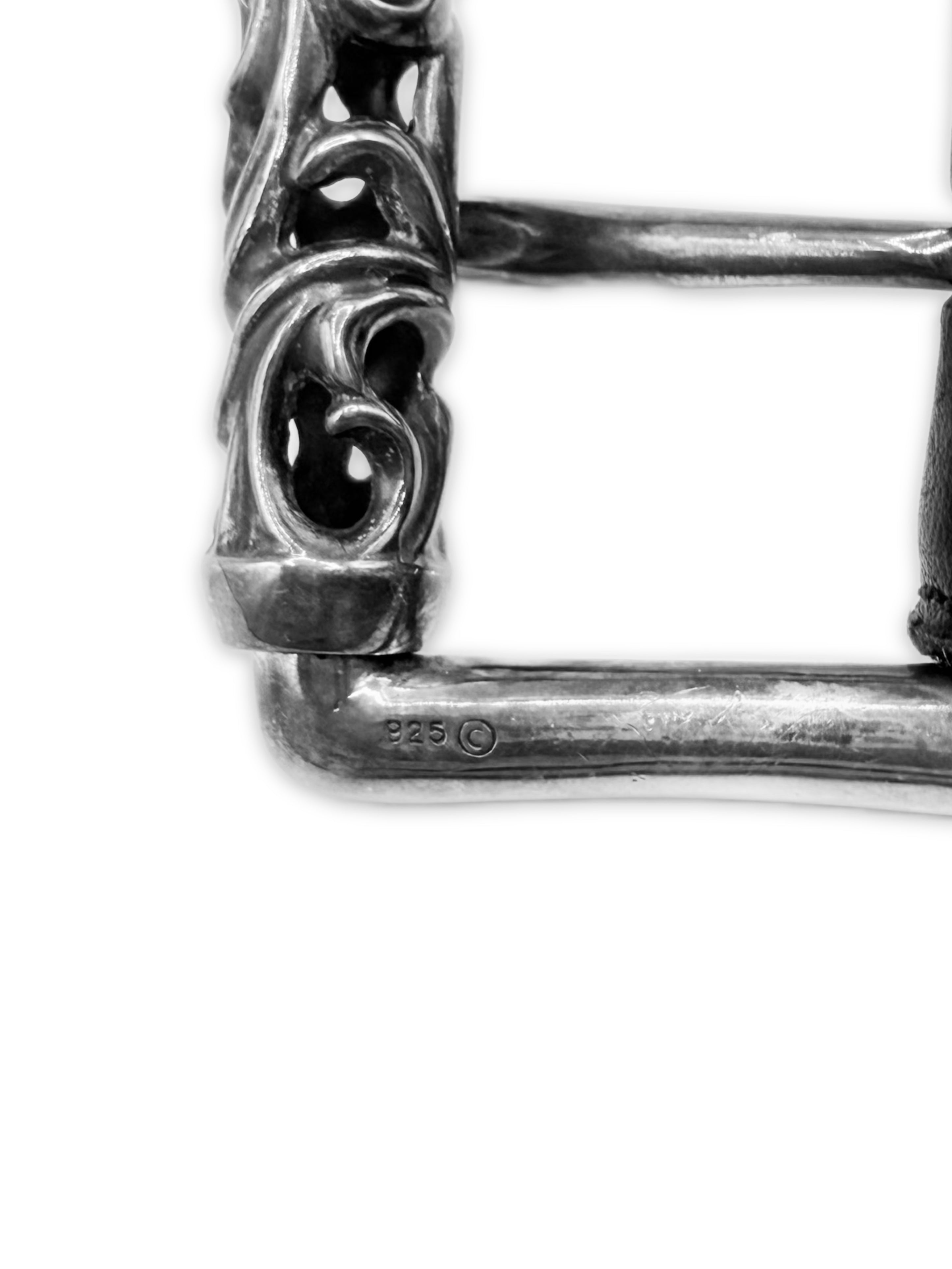 Chrome Hearts Double Roller .925 Silver Black Leather Belt