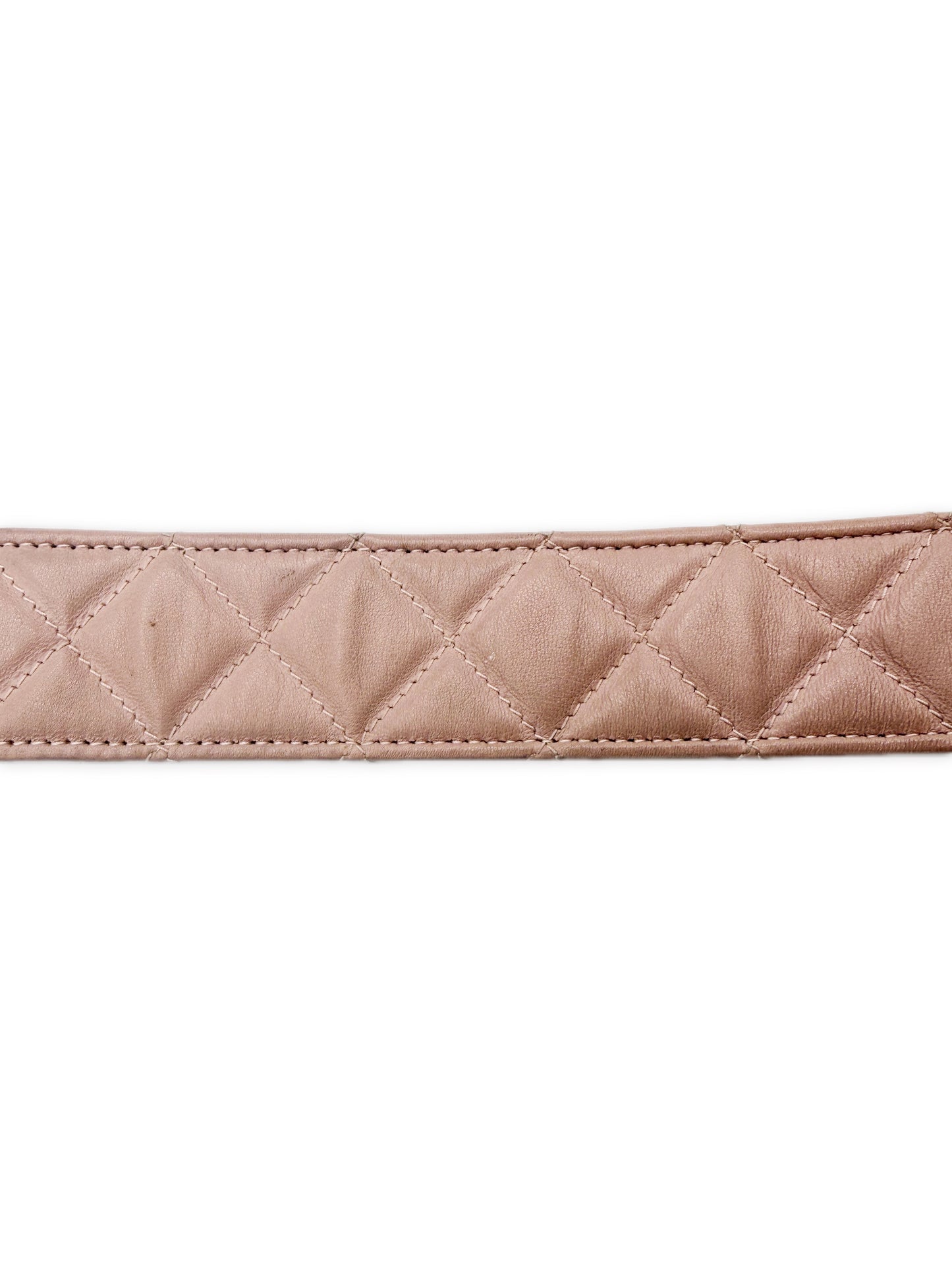 Chanel Double CC Nude Pink Quilted Lambskin Leather Caviar Belt