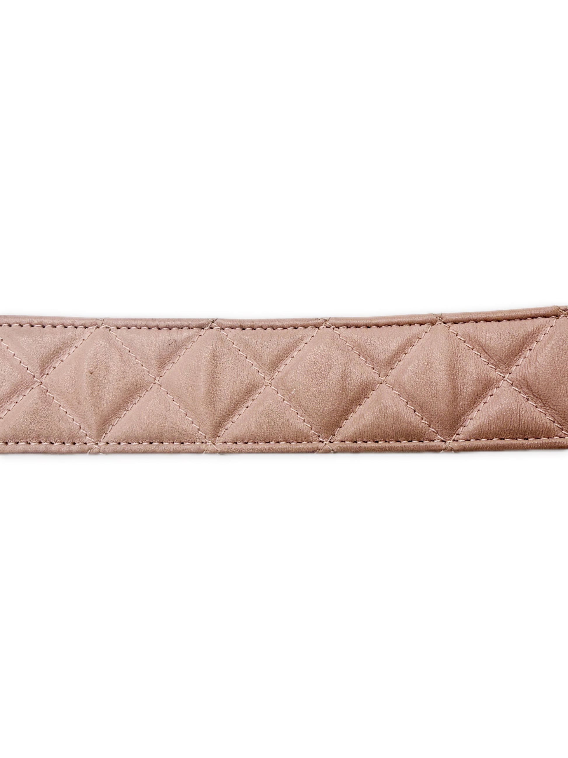 Chanel Double CC Nude Pink Quilted Lambskin Leather Caviar Belt
