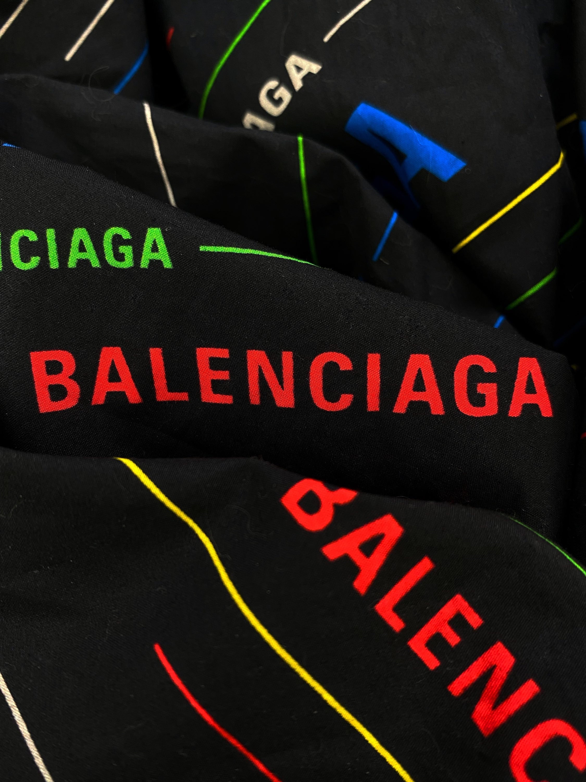 Balenciaga Rainbow Monogram Oversized Nylon Pants