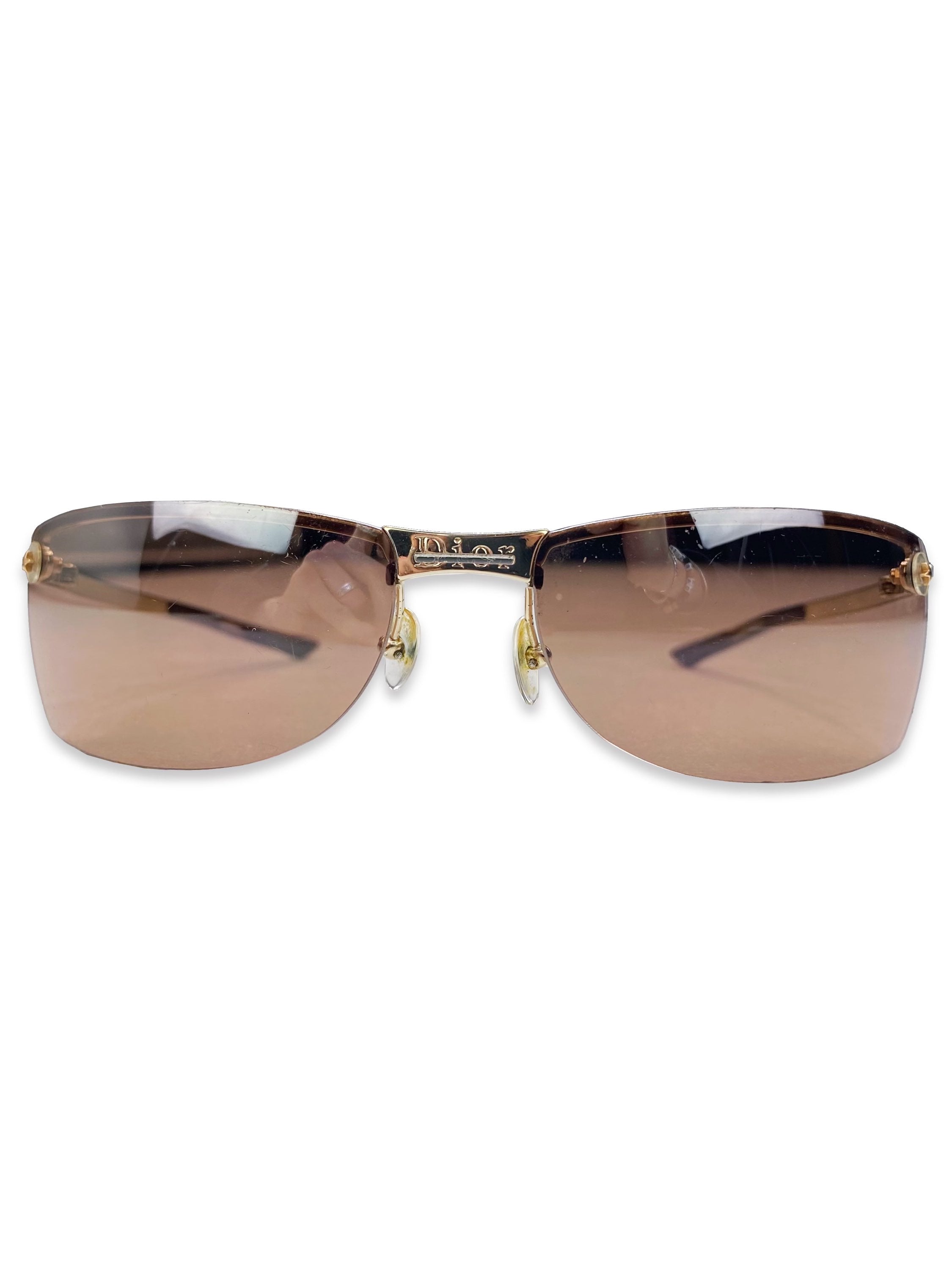 2000’s Dior Star Motif Engraved Warm Tint Sunglasses