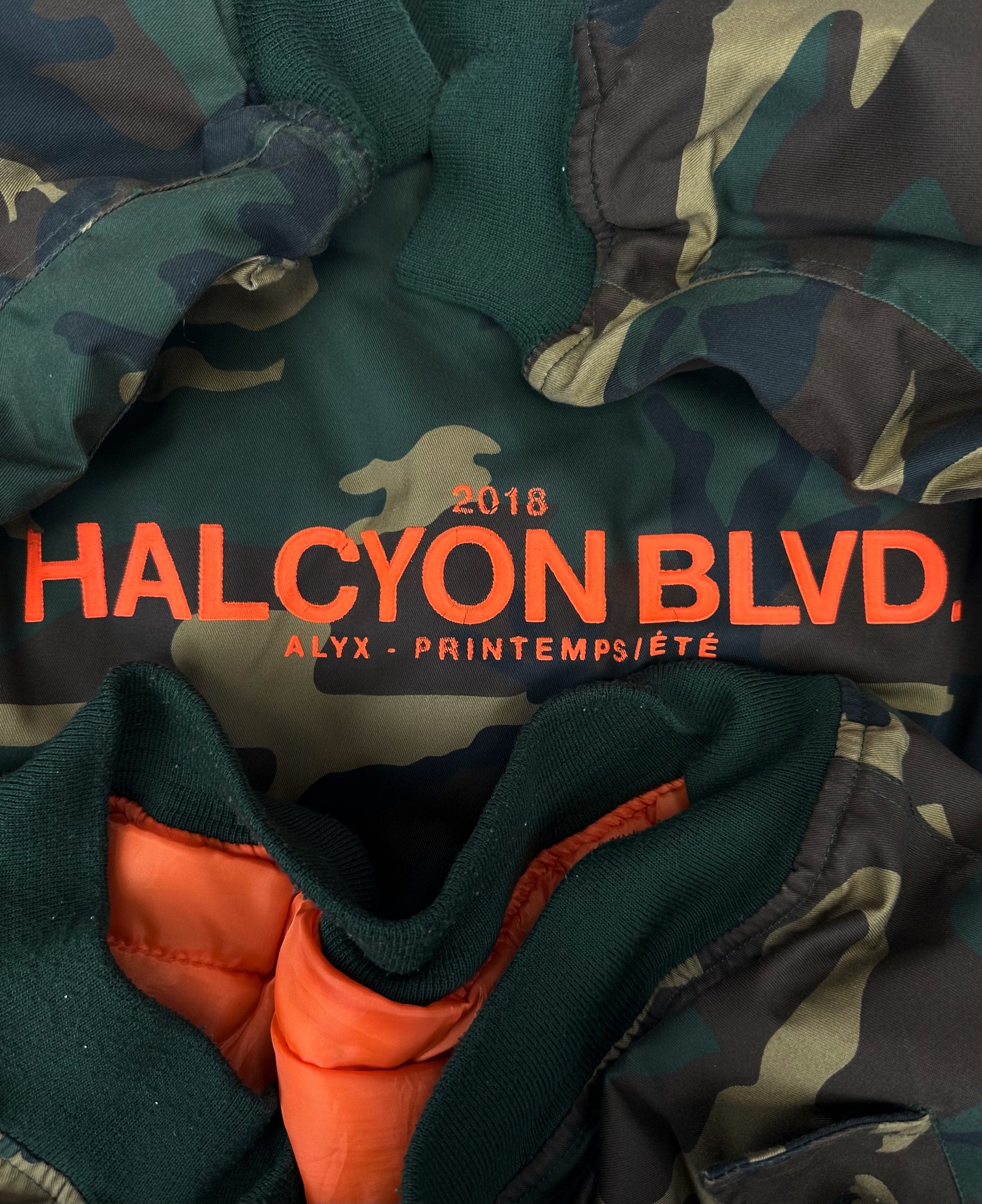1017 Alyx 9SM ‘Halcyon Blvd’ Green Camo Bomber Jacket