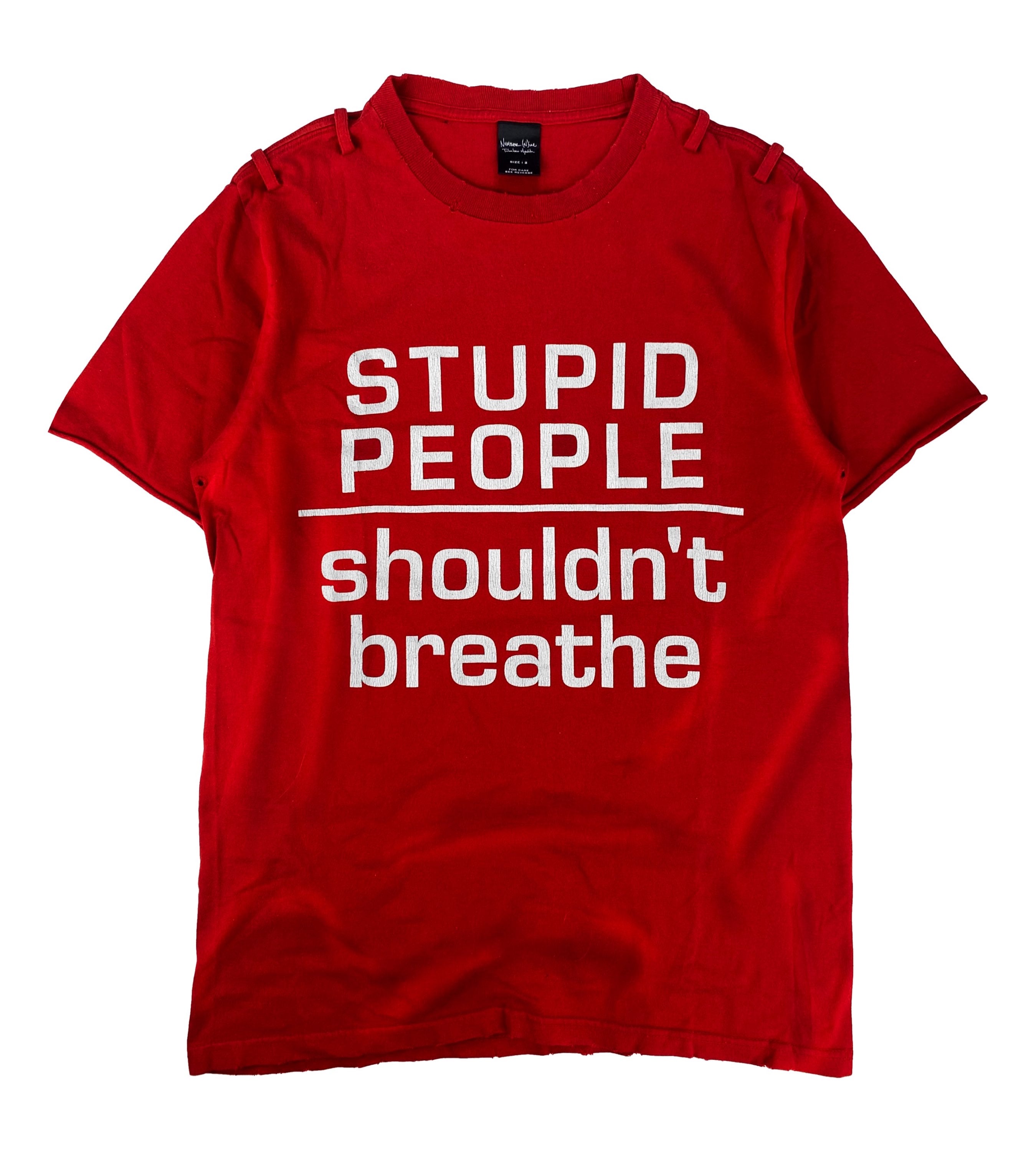 SS06 Number (N)ine ‘Stupid People’ Cherry Red Slogan T-Shirt