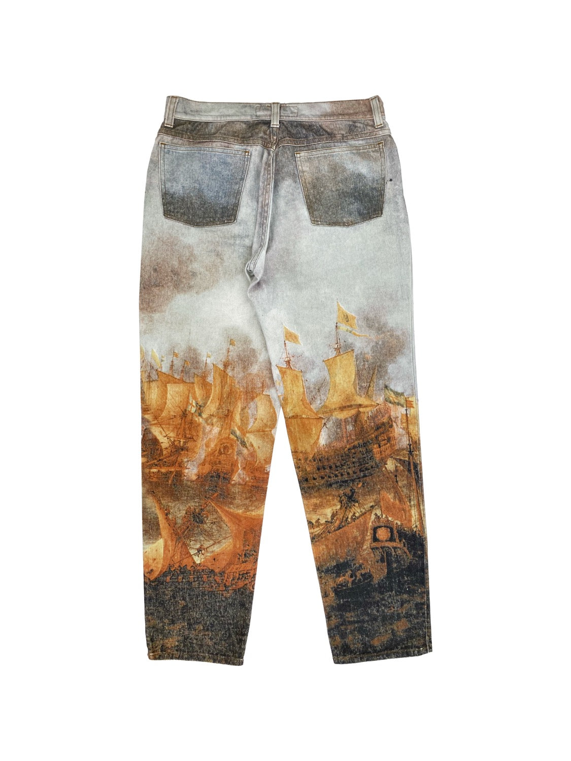 90’s Roberto Cavalli Rustic Full Print Sail Boat Denim