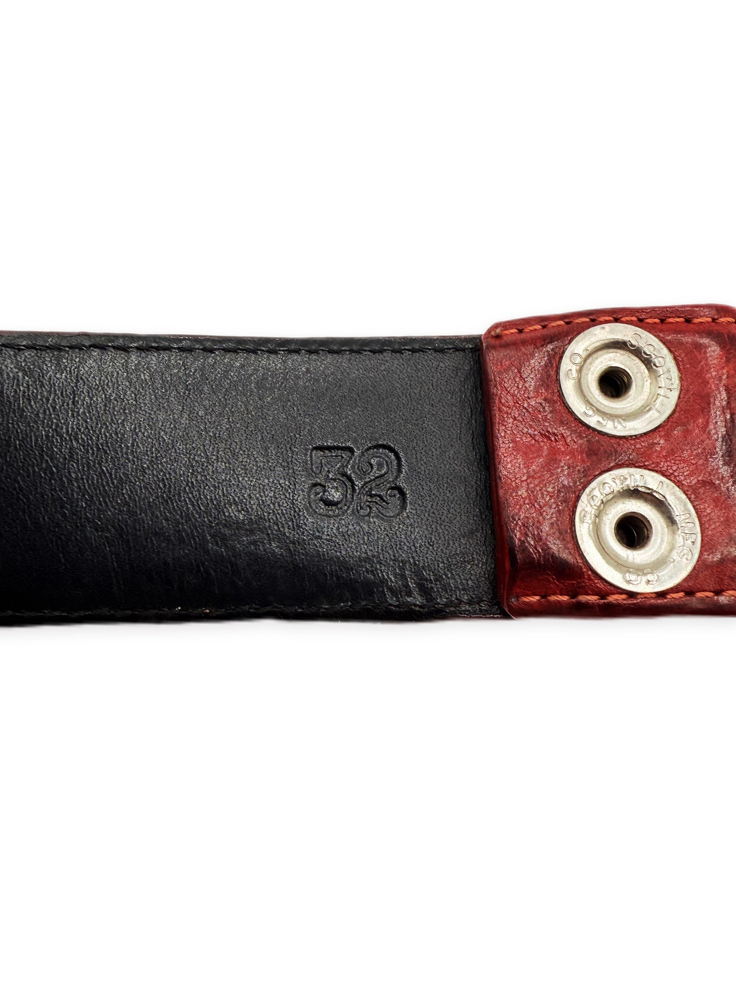 Chrome Hearts Dark Red .925 Silver Leather Belt Strap
