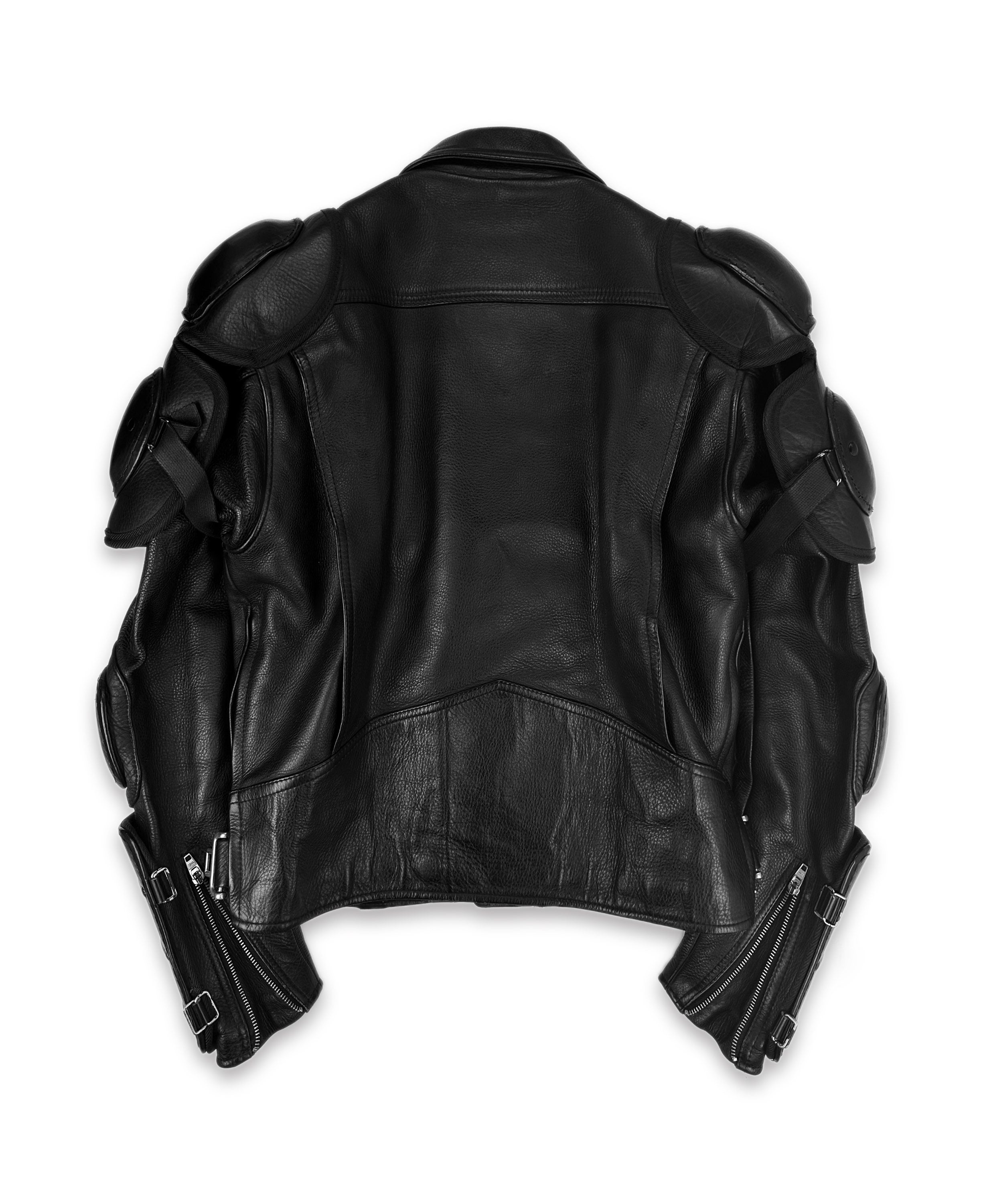 00s Kadoya ‘Battle Suit’ Armoured Black Leather Biker Jacket