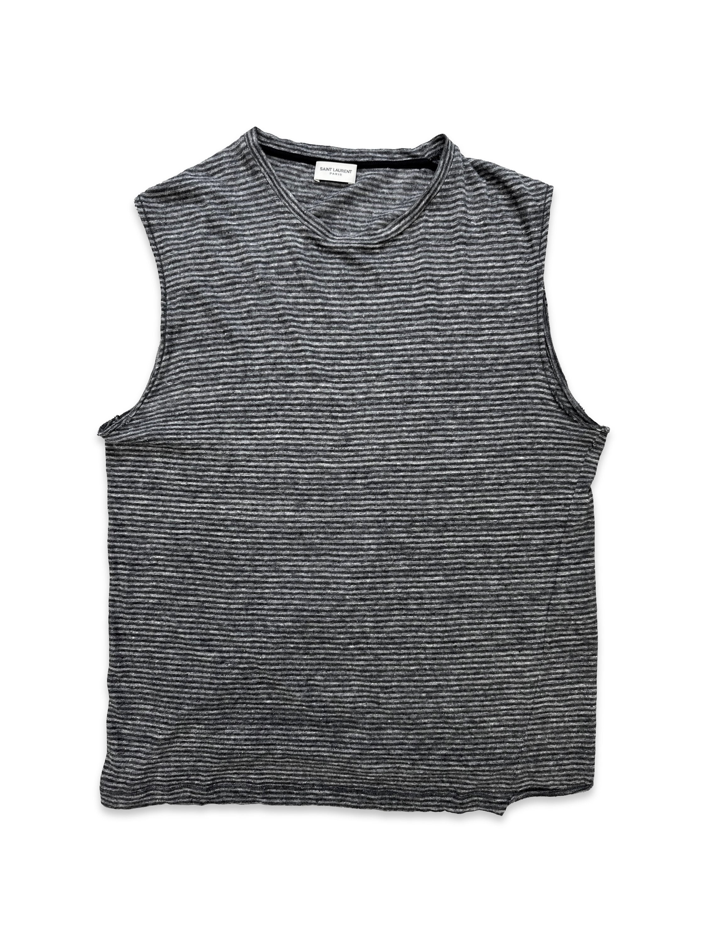 2018 Saint Laurent Paris ‘Striped’ Grey Sleeveless Tank-top