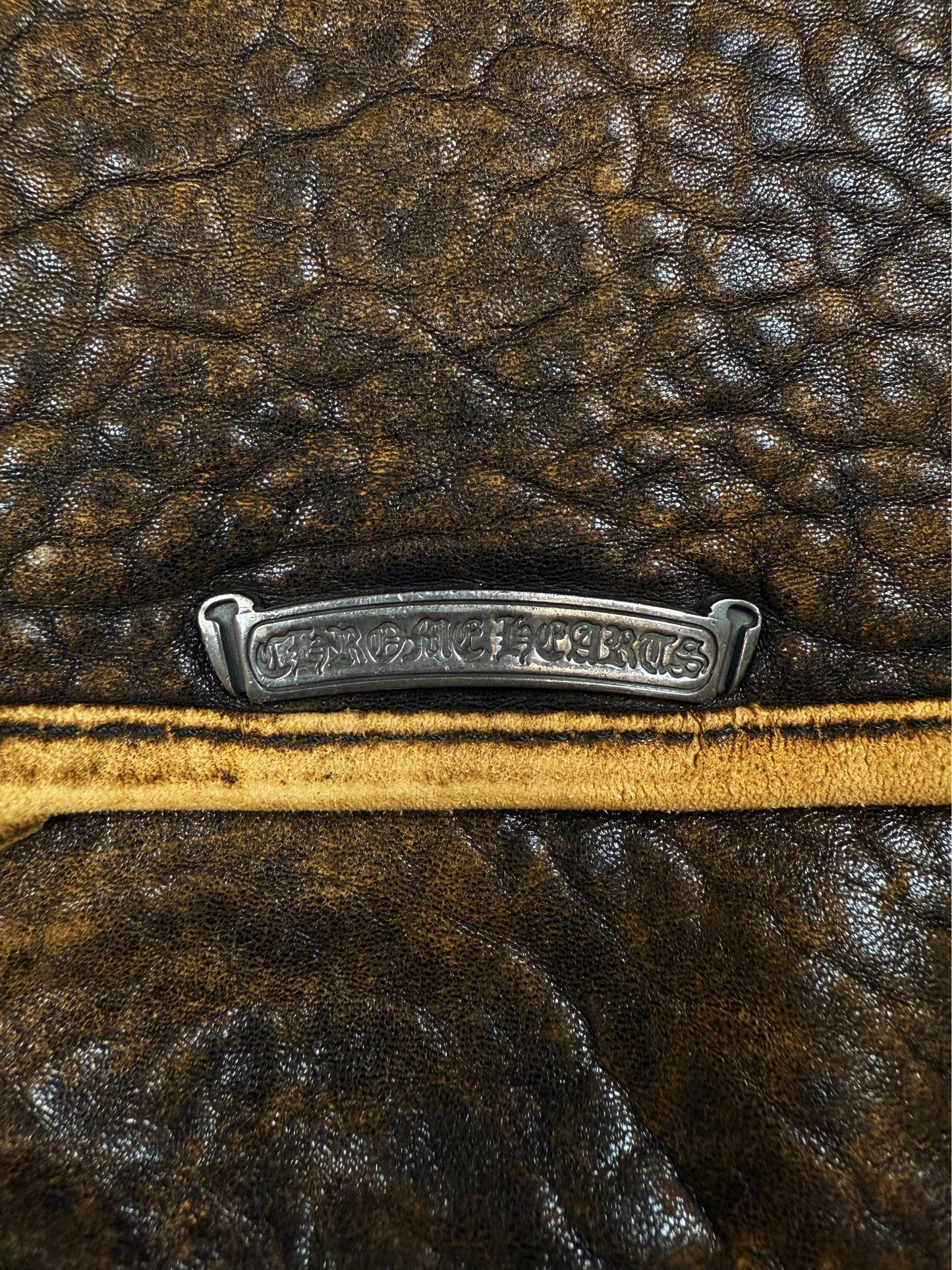 Chrome Hearts Brown Patina Leather Filigree OTJ Large Messenger Bag
