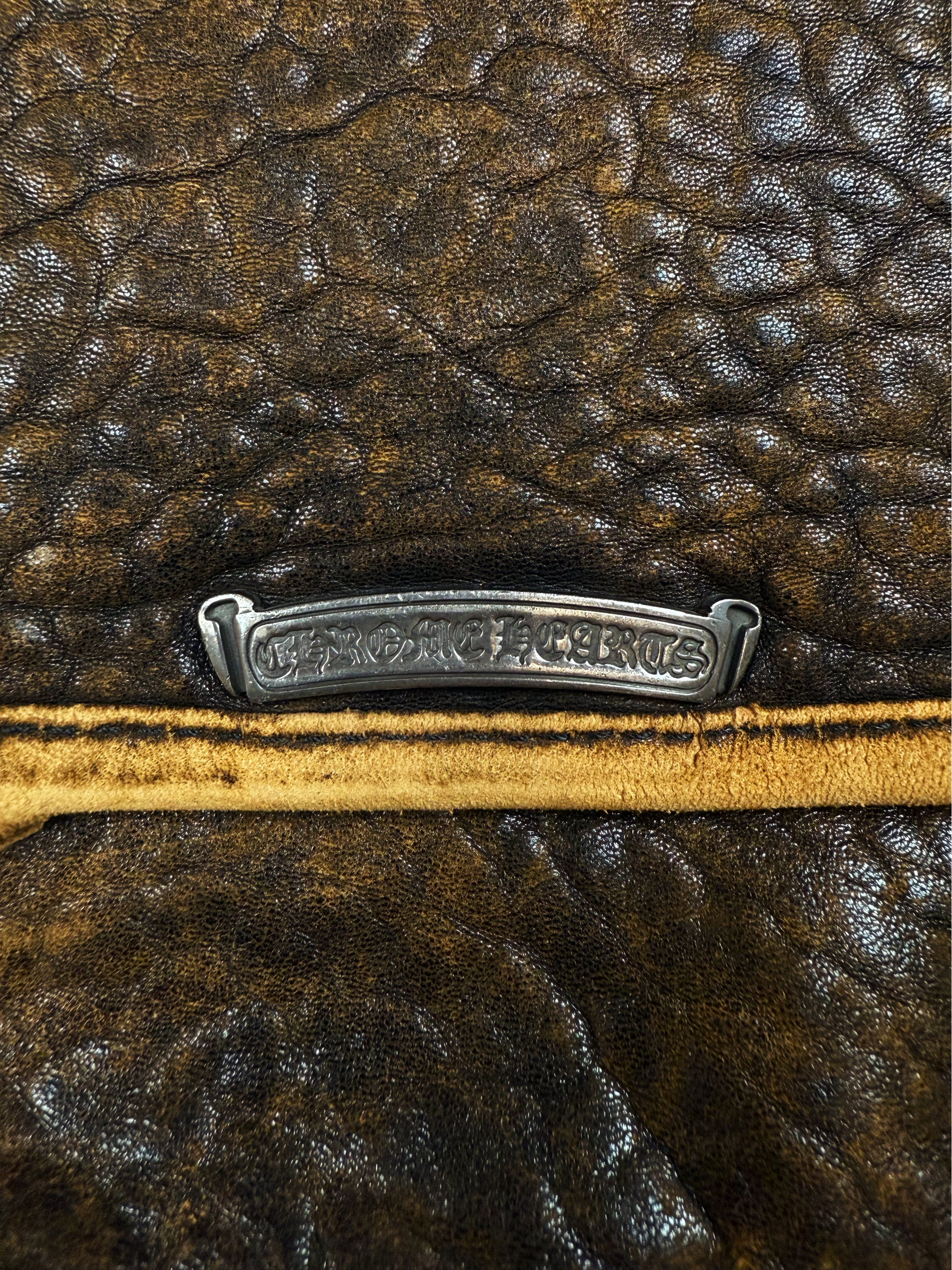 Chrome Hearts Brown Patina Leather Filigree OTJ Large Messenger Bag