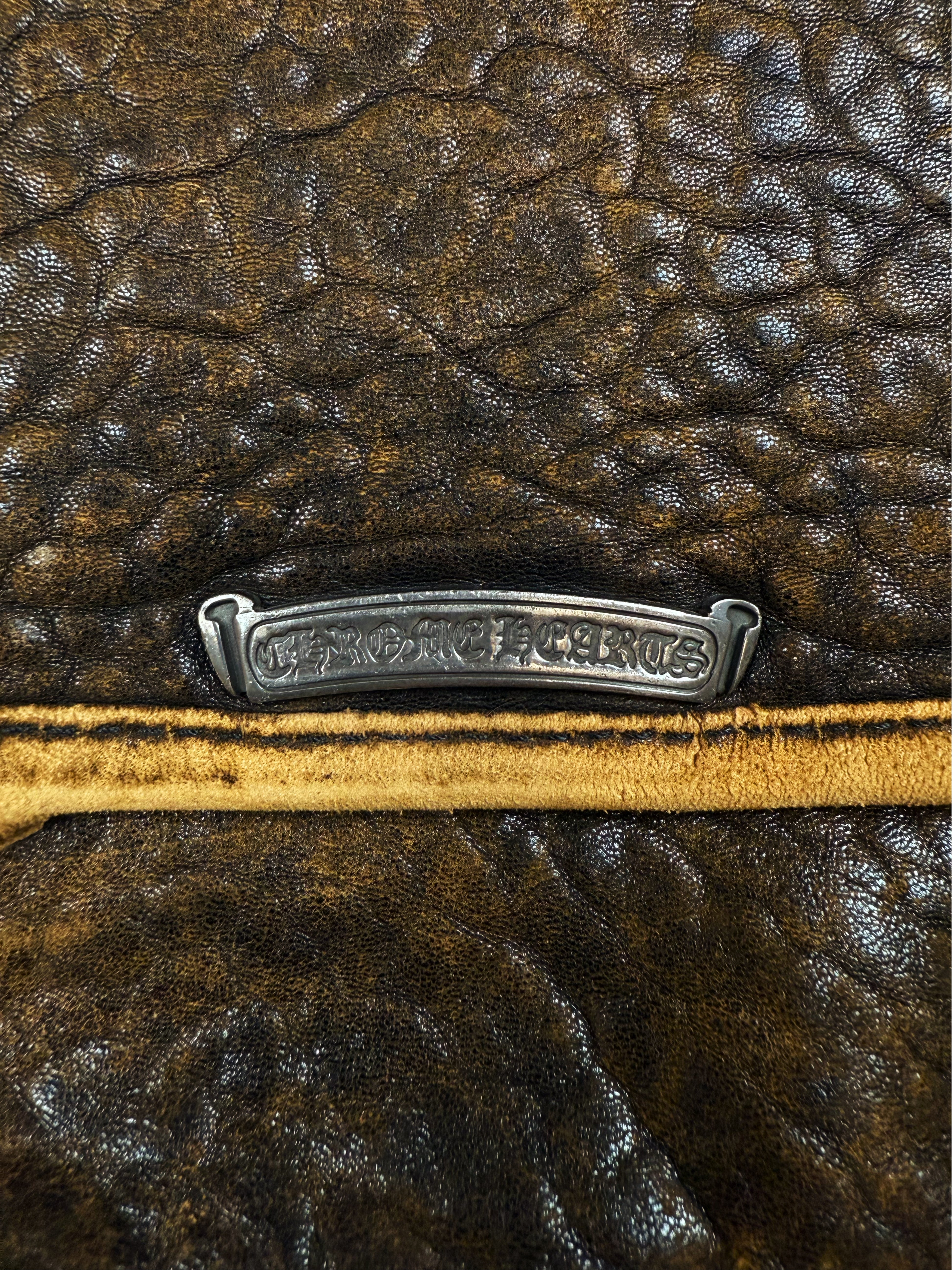 Chrome Hearts Brown Patina Leather Filigree OTJ Large Messenger Bag