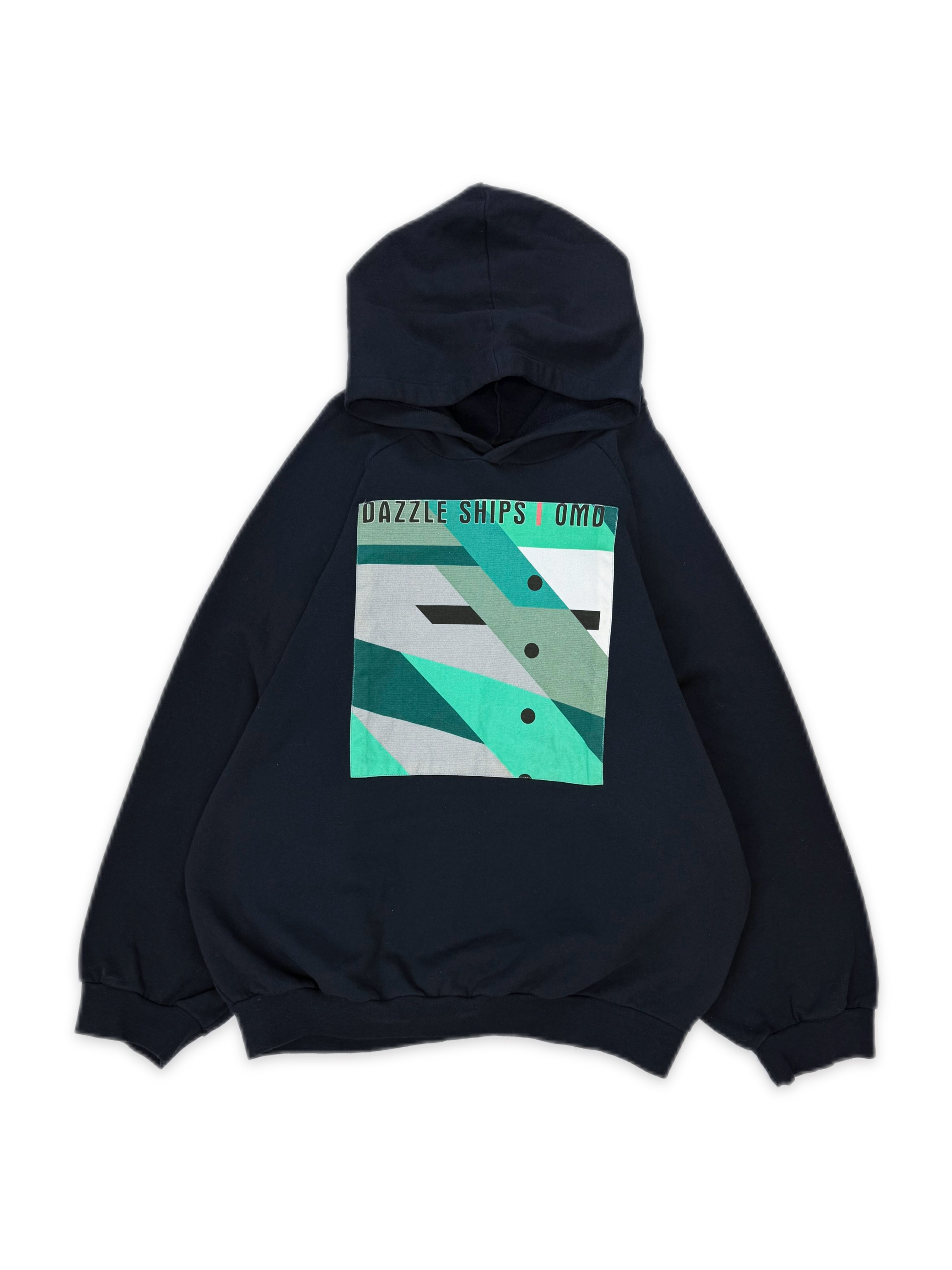 AW03 Raf Simons ‘Dazzle Ships’ Closer Raglan Navy Blue Hoodie