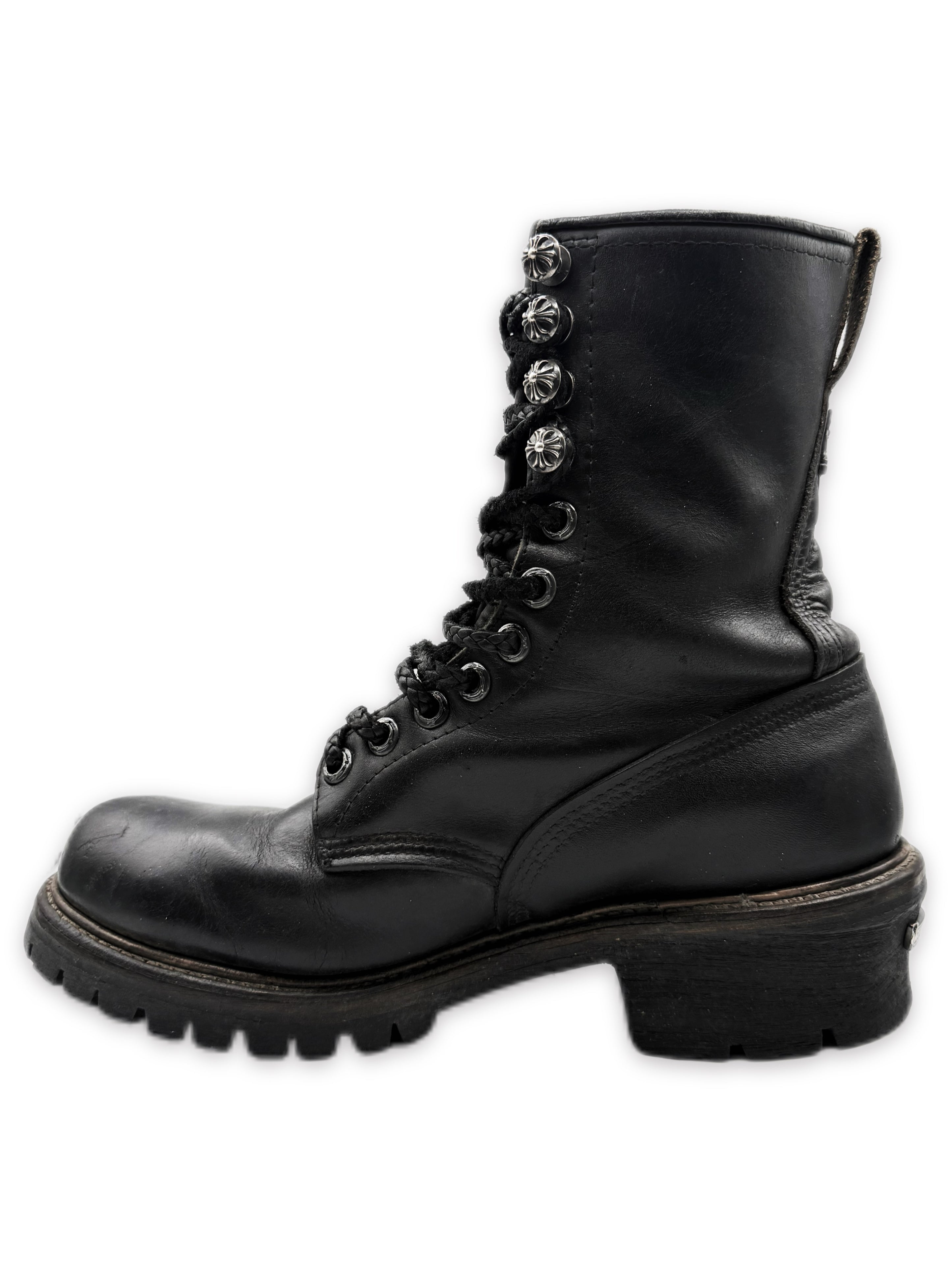 Chrome Hearts x Wesco Black Leather Dagger Pendant Lace Boots