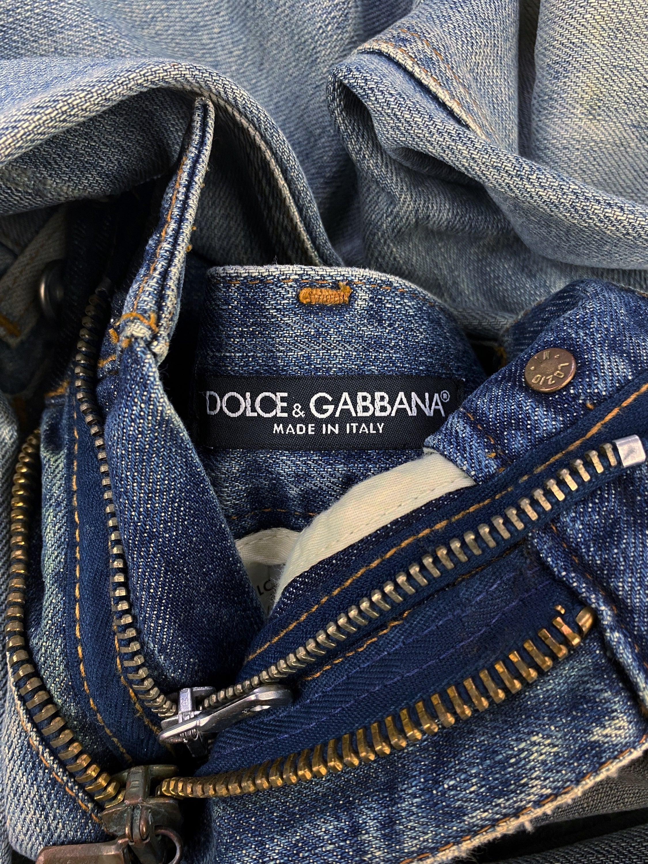 Dolce &amp; Gabbana Light Wash Distressed Wide Cut Denim