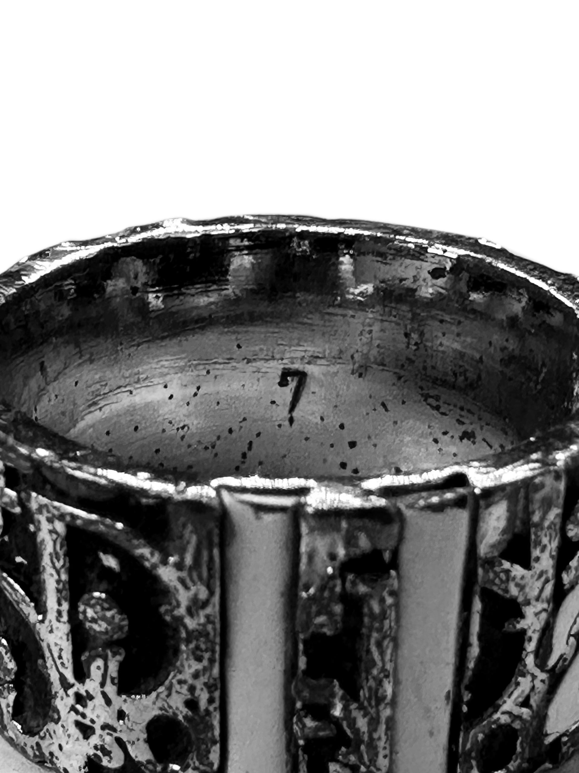 00s Dior ‘2’ Black Trotter Monogram Silver Ring
