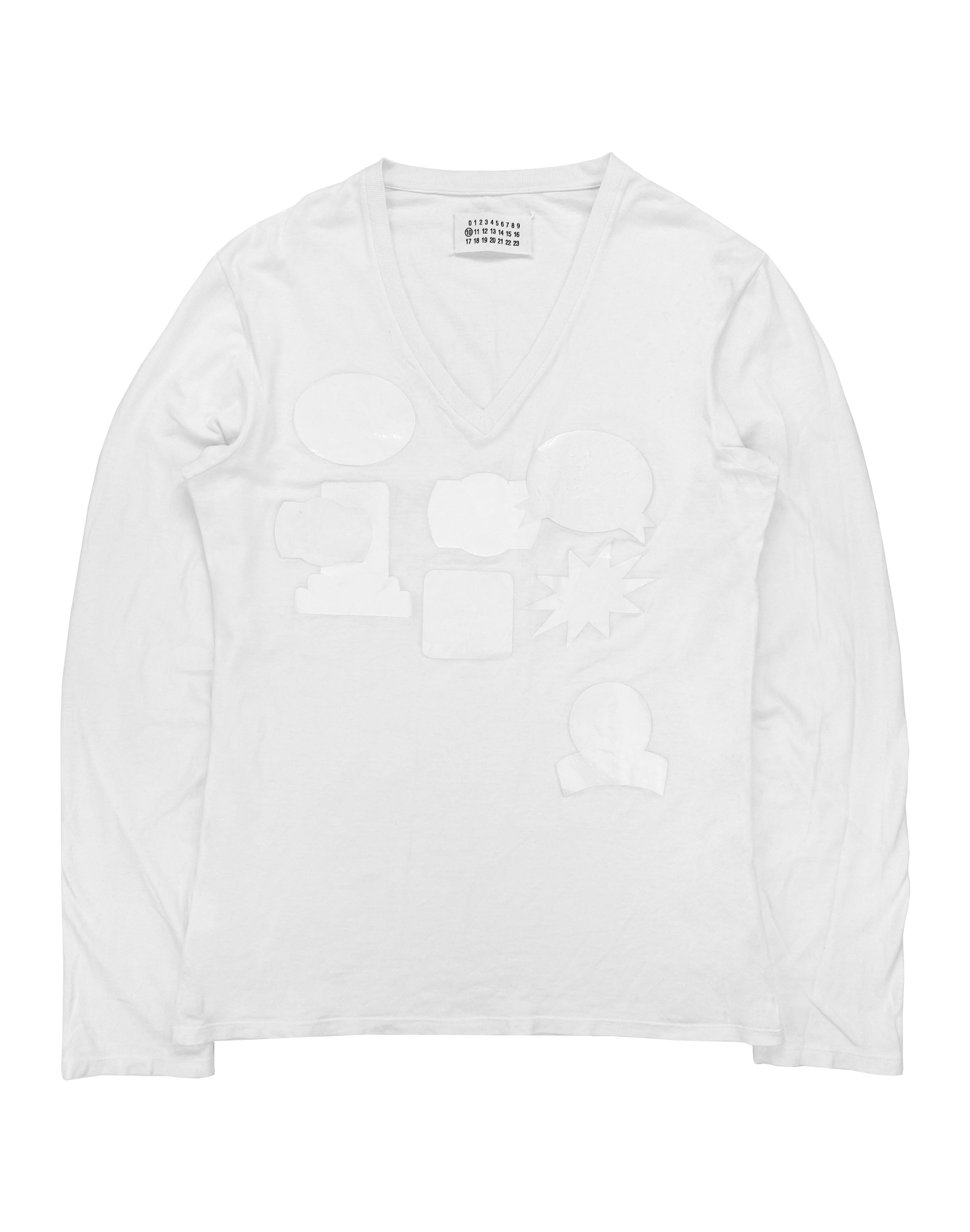 SS01 Maison Margiela White Sticker Motif Longsleeve Shirt