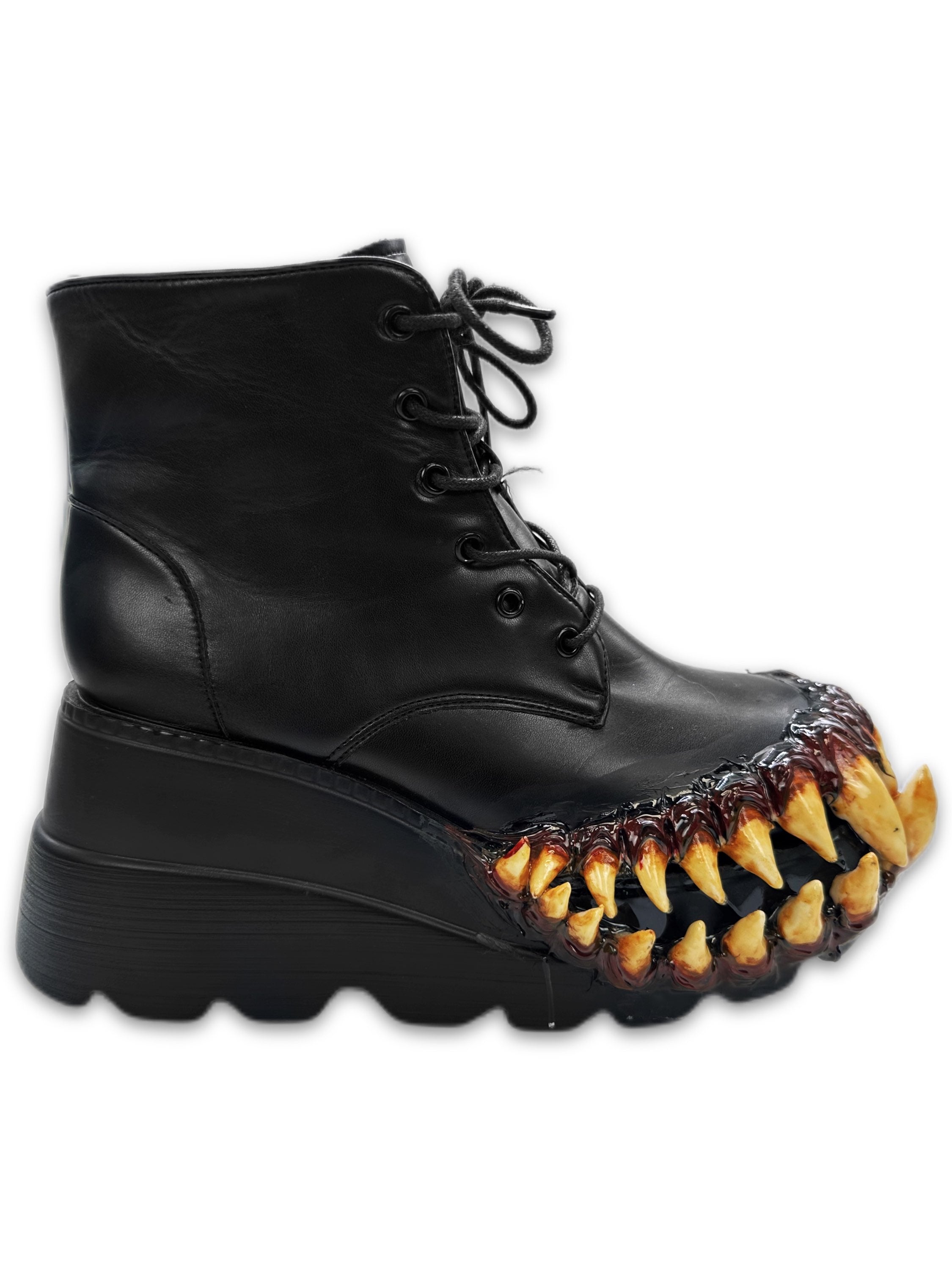 A.M Nightmare ‘Hellhound’ Black Faux Leather Platform Boots