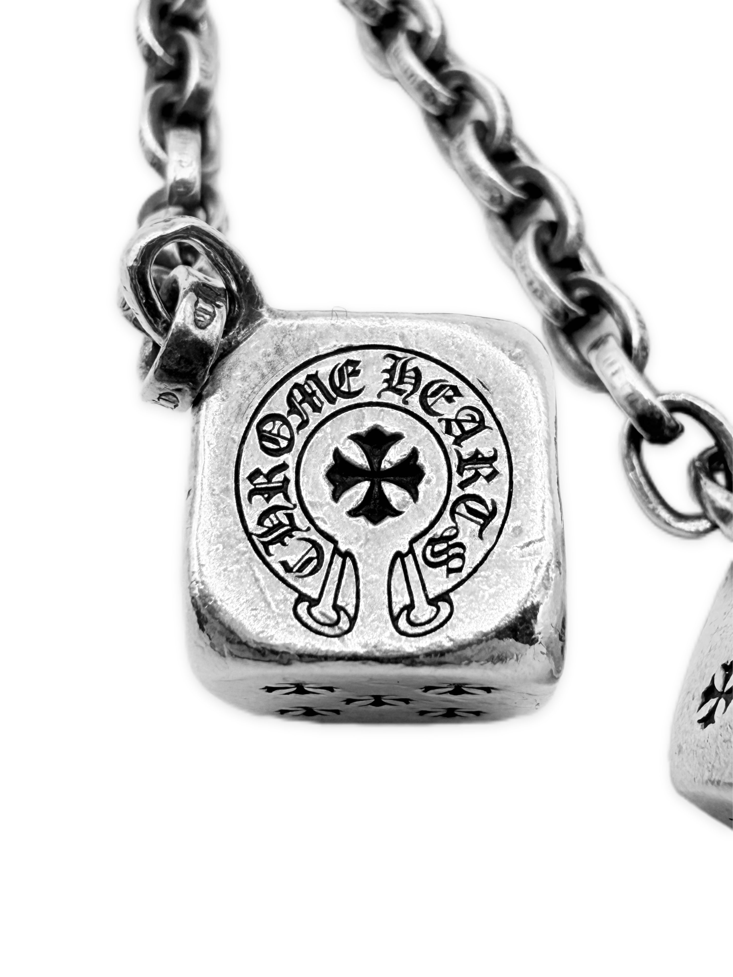 Chrome Hearts Dice Lobster Clasp .925 Silver Paper Chain Keychain