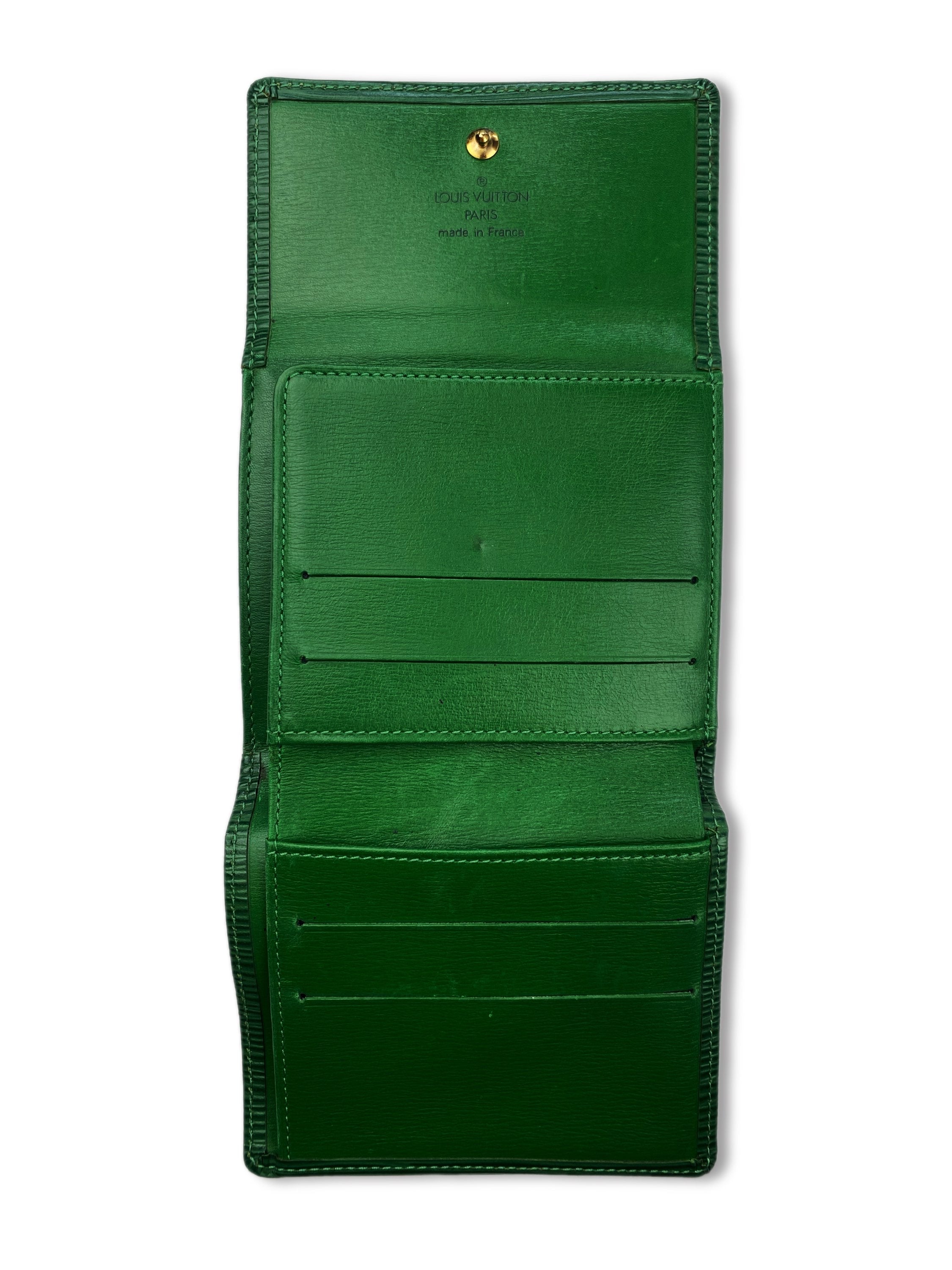Louis Vuitton Pine Green Epi LV Embossed Logo Trifold Wall
