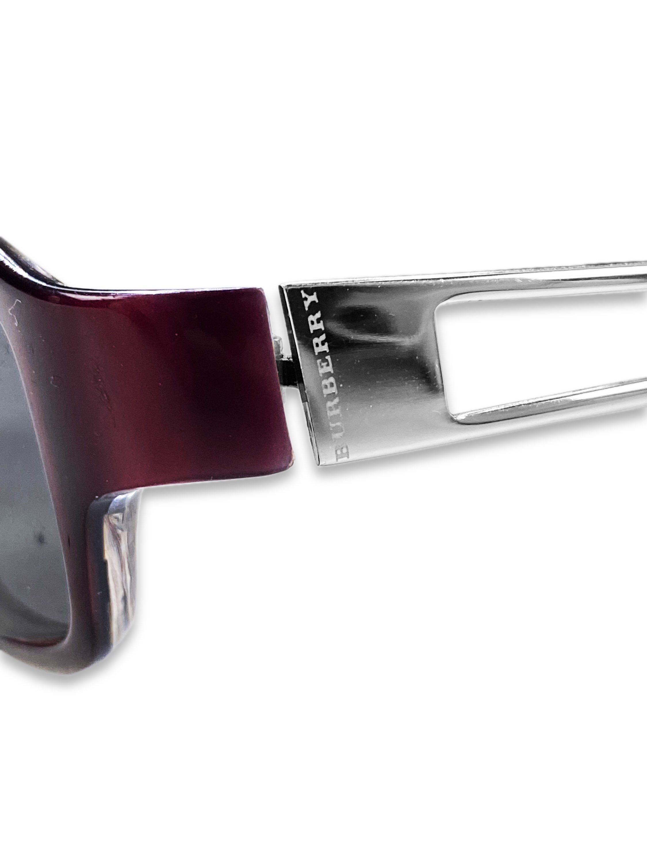 Burberry Cut Out Blue Tint Square Frame Etched Sunglasses