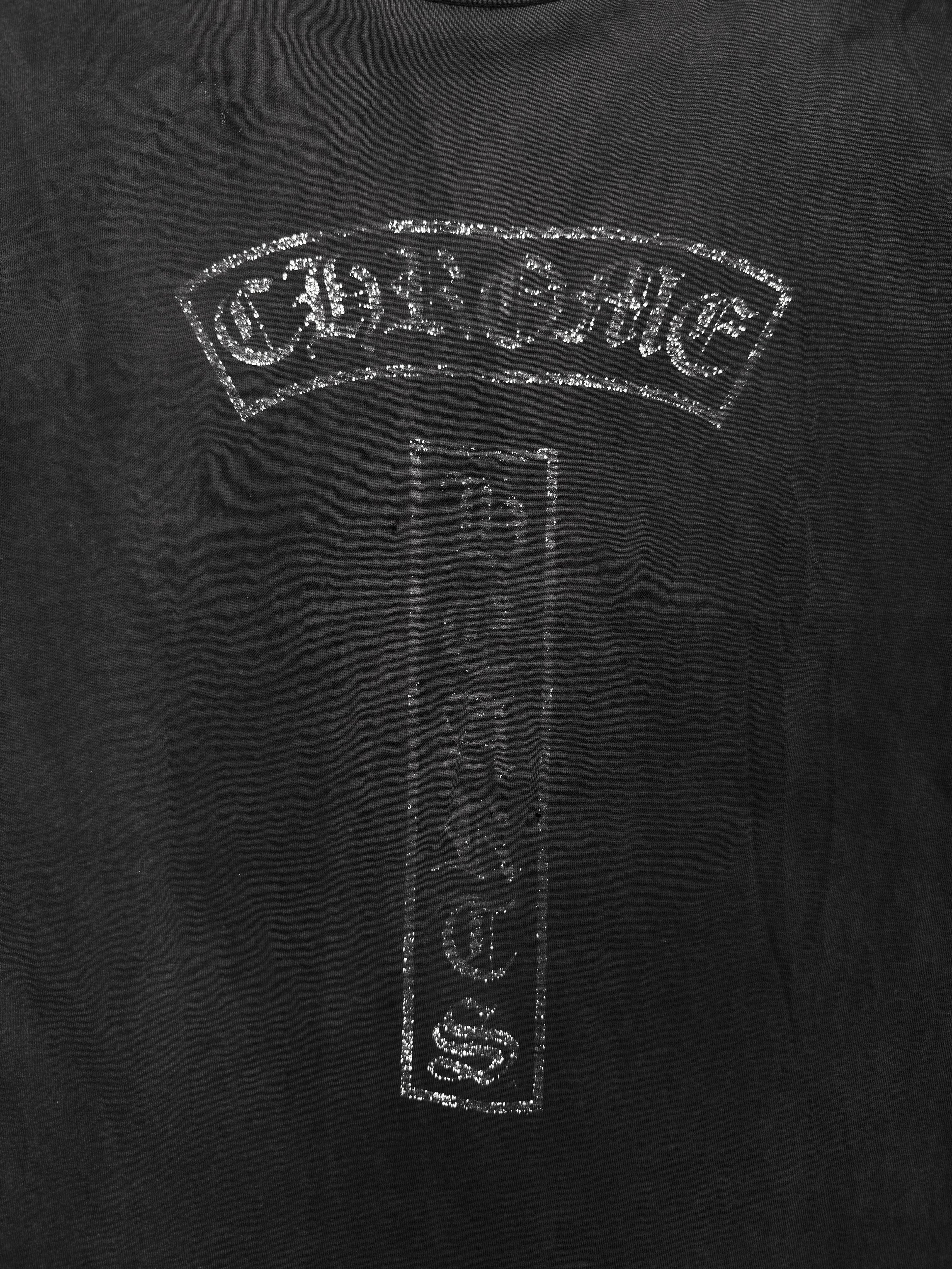 Chrome Hearts T Bar Logo Faded Vintage Black T-Shirt