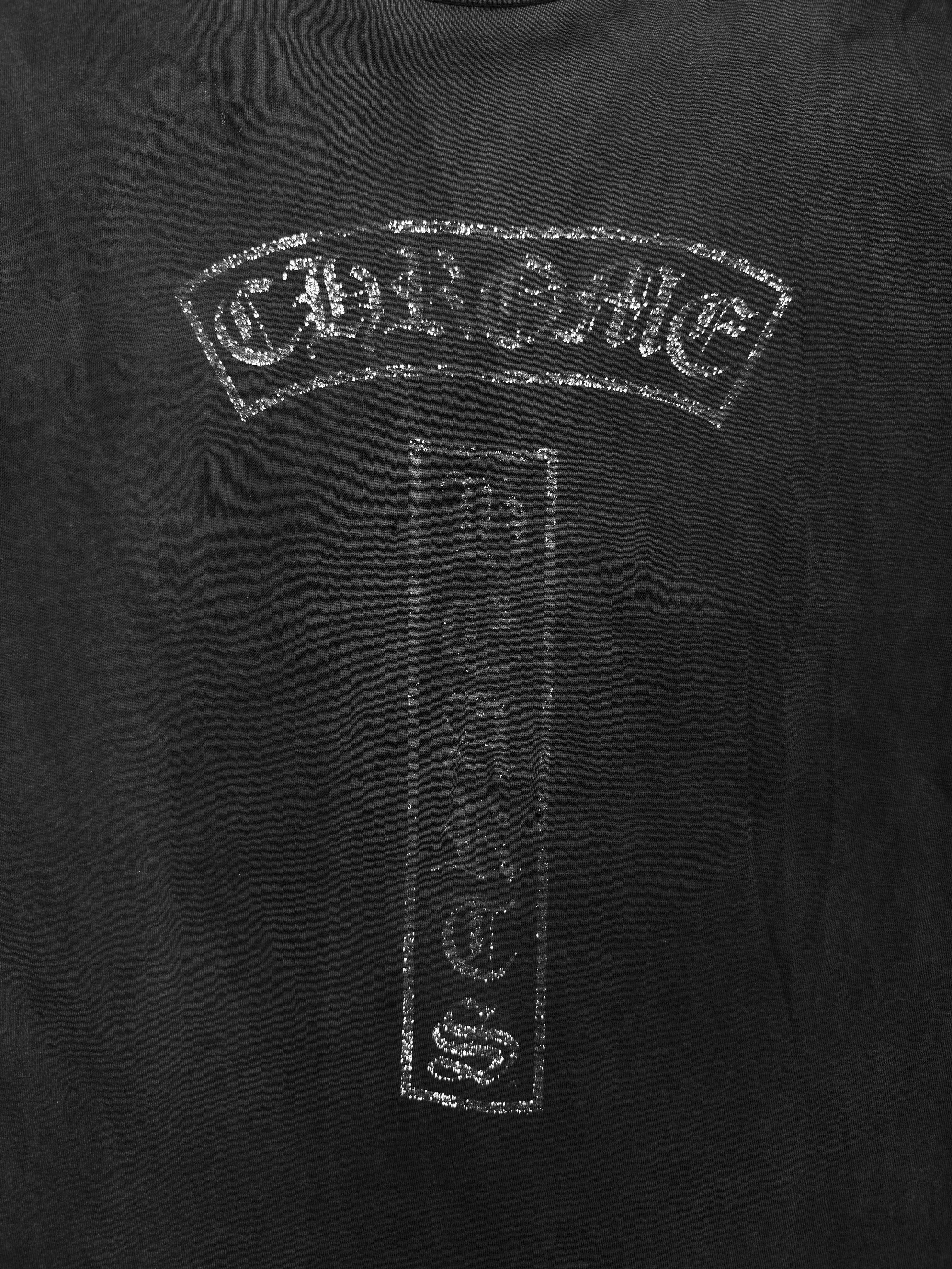 Chrome Hearts T Bar Logo Faded Vintage Black T-Shirt