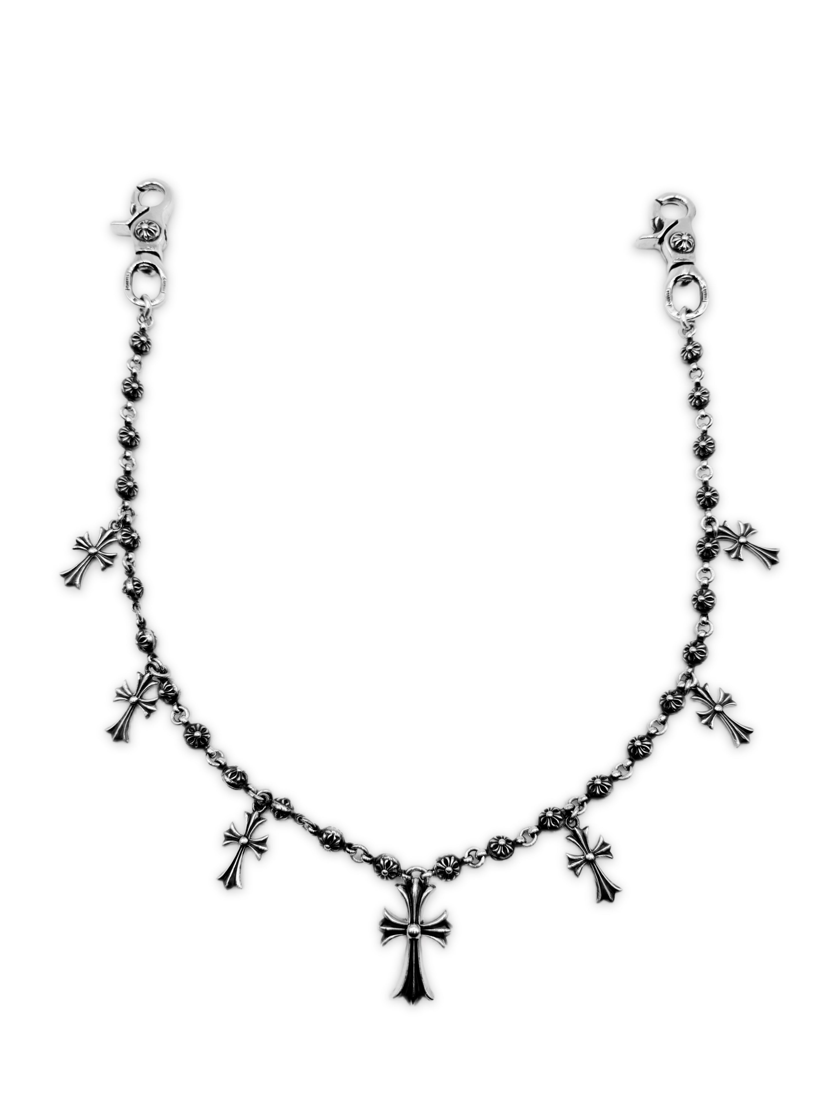 Chrome Hearts Cross Pendant 28 in Cross Ball . Double Lobster Wallet Chain