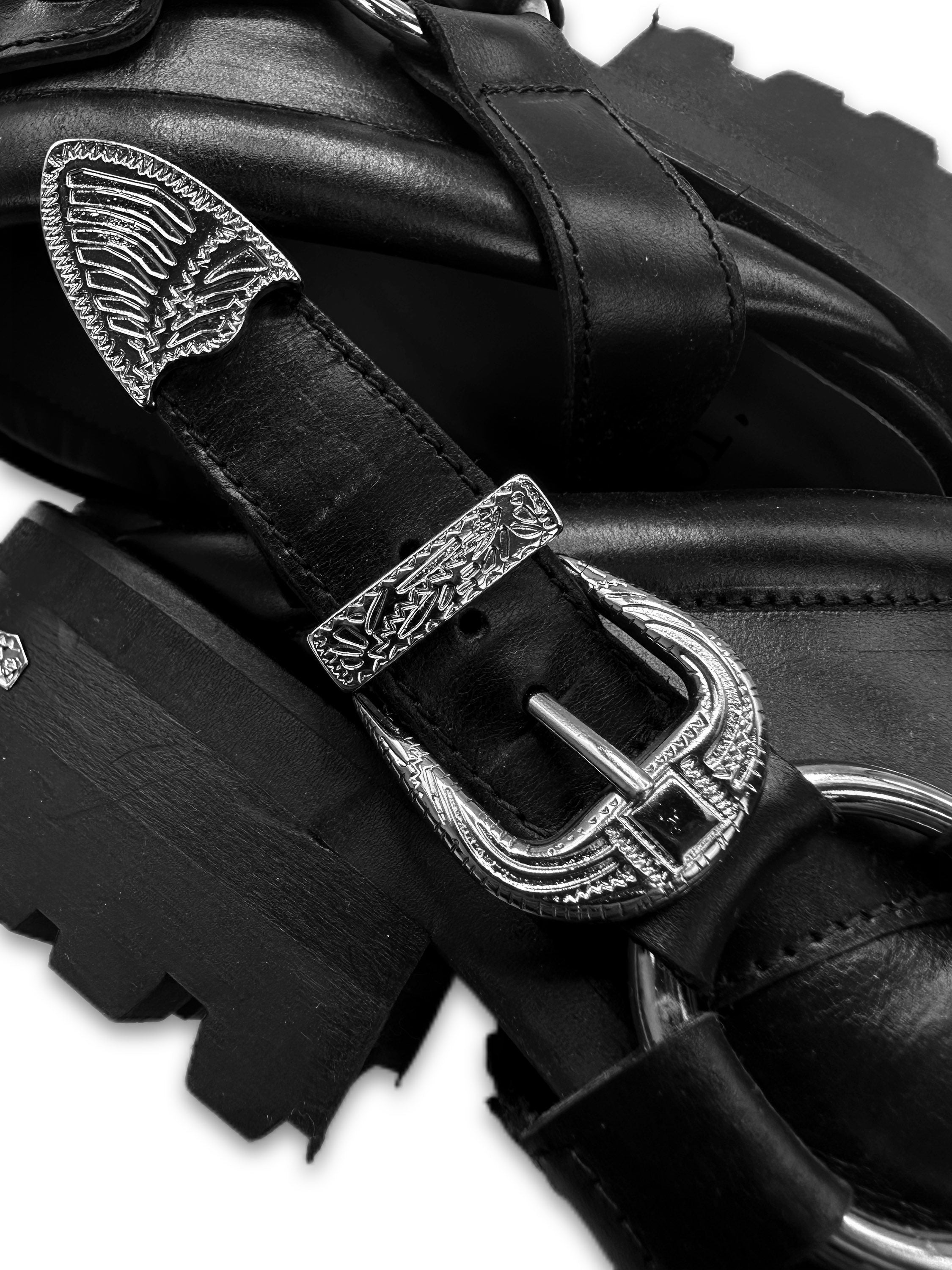Toga Virilis Black Leather ‘Western’ Canada Exclusive Mules