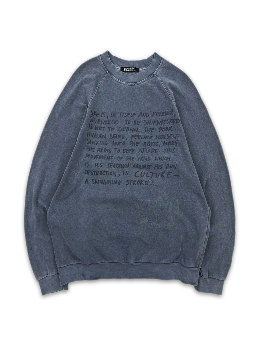 AW04 Raf Simons ‘Shipwreck’ Waves Slate Blue Crewneck