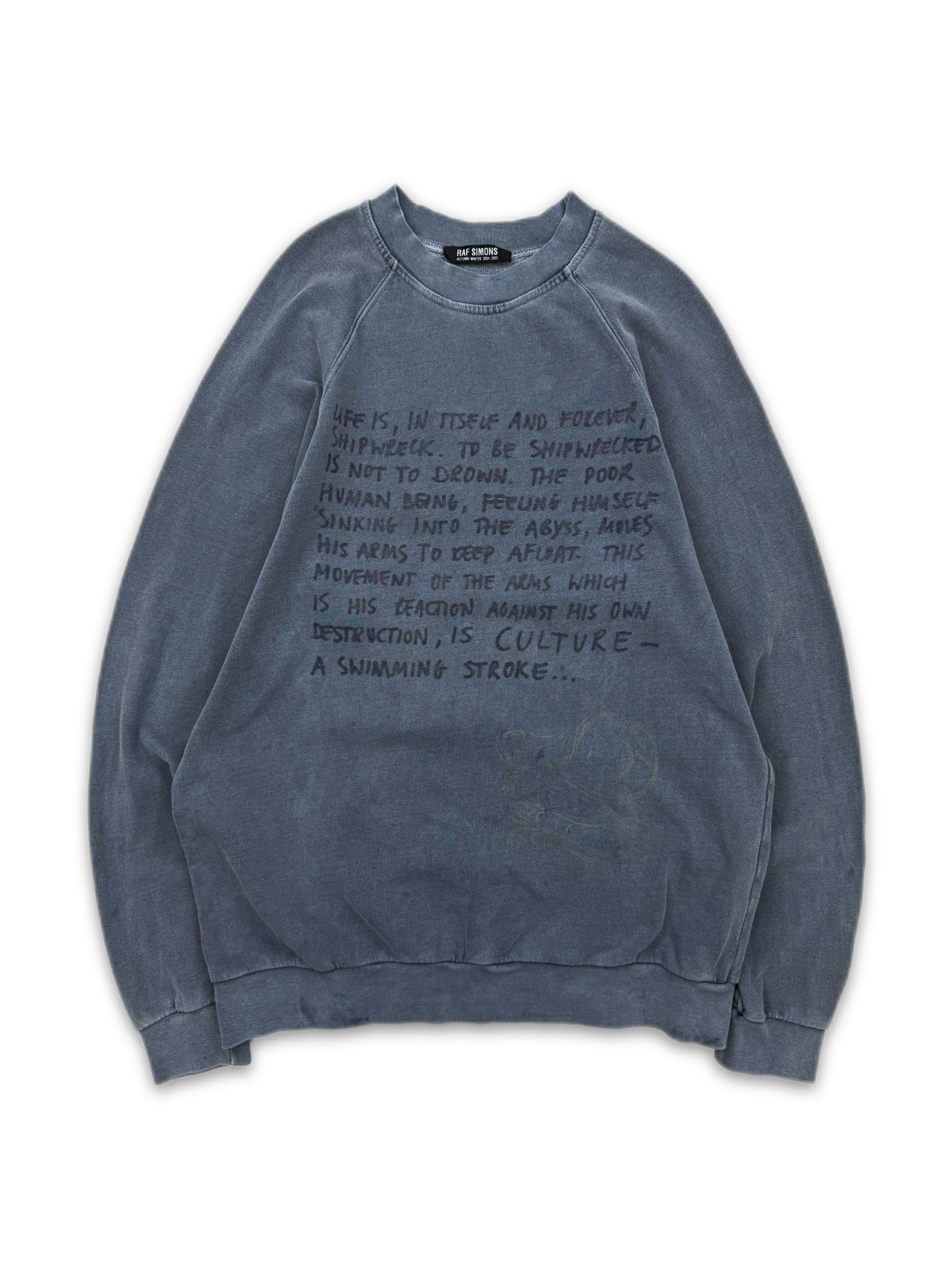 AW04 Raf Simons ‘Shipwreck’ Waves Slate Blue Crewneck