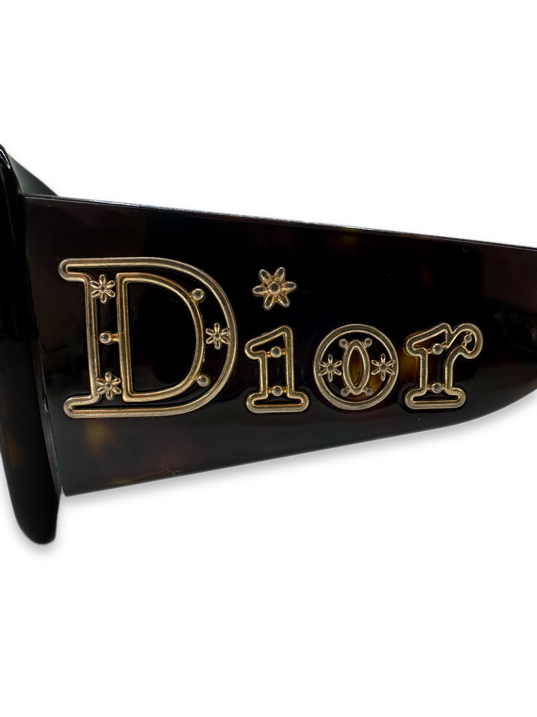 00s Dior Shield Frame Warm Tint Gold Logo Sunglasses